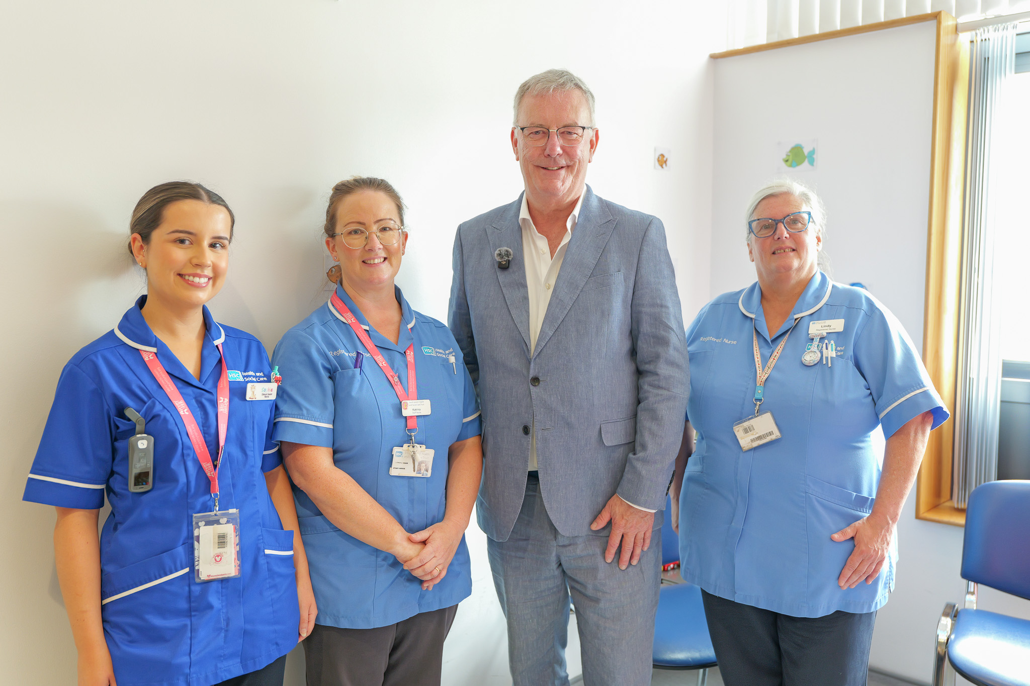 Ulster Hospital paediatric pre-assessment nursing team with Northern Ireland Health Minister Mike Nesbitt