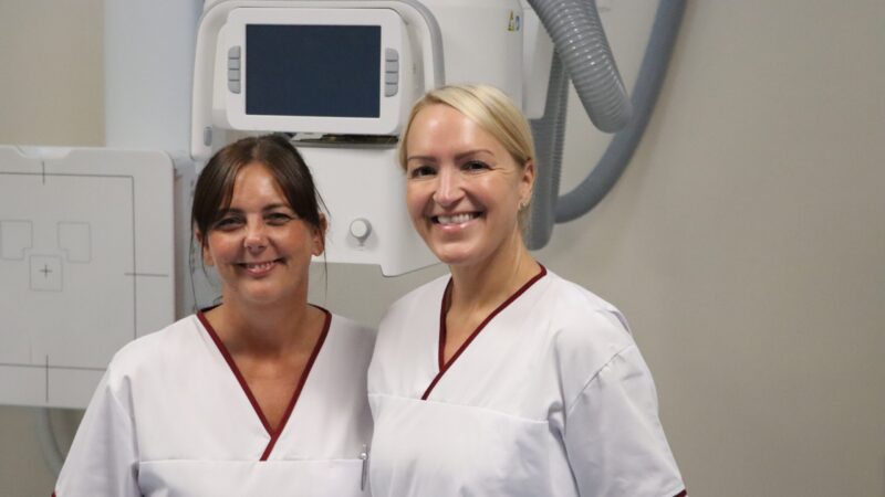 Two newly qualified diagnostic radiographers at University Hospital of North Tees