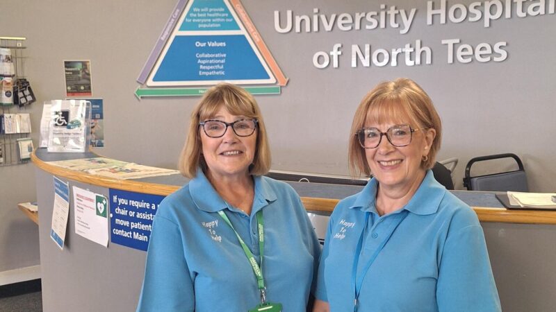 Hospital volunteers Jackie Kendall and Jean Scott at University Hospital of North Tees
