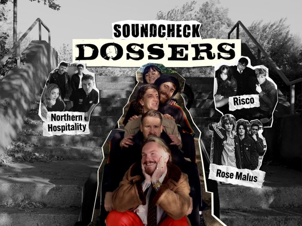 Promotional artwork for ARC Stockton's September Soundcheck featuring Dossers, Northern Hospitality, Risco and Rose Malus