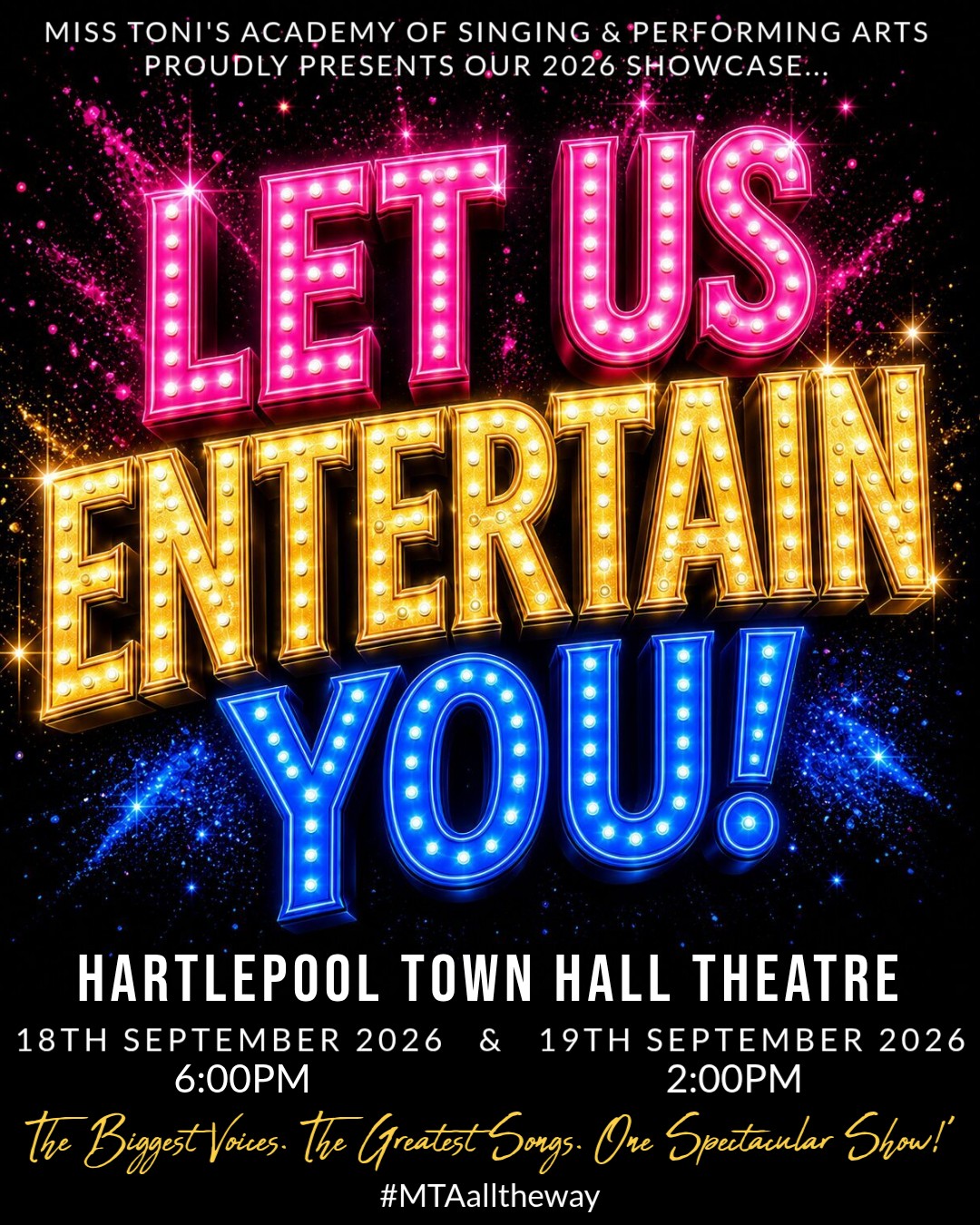 Official artwork for Let Us Entertain You at Hartlepool Town Hall Theatre.