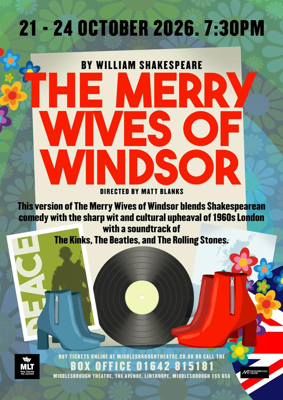 Poster artwork for The Merry Wives of Windsor at Middlesbrough Theatre