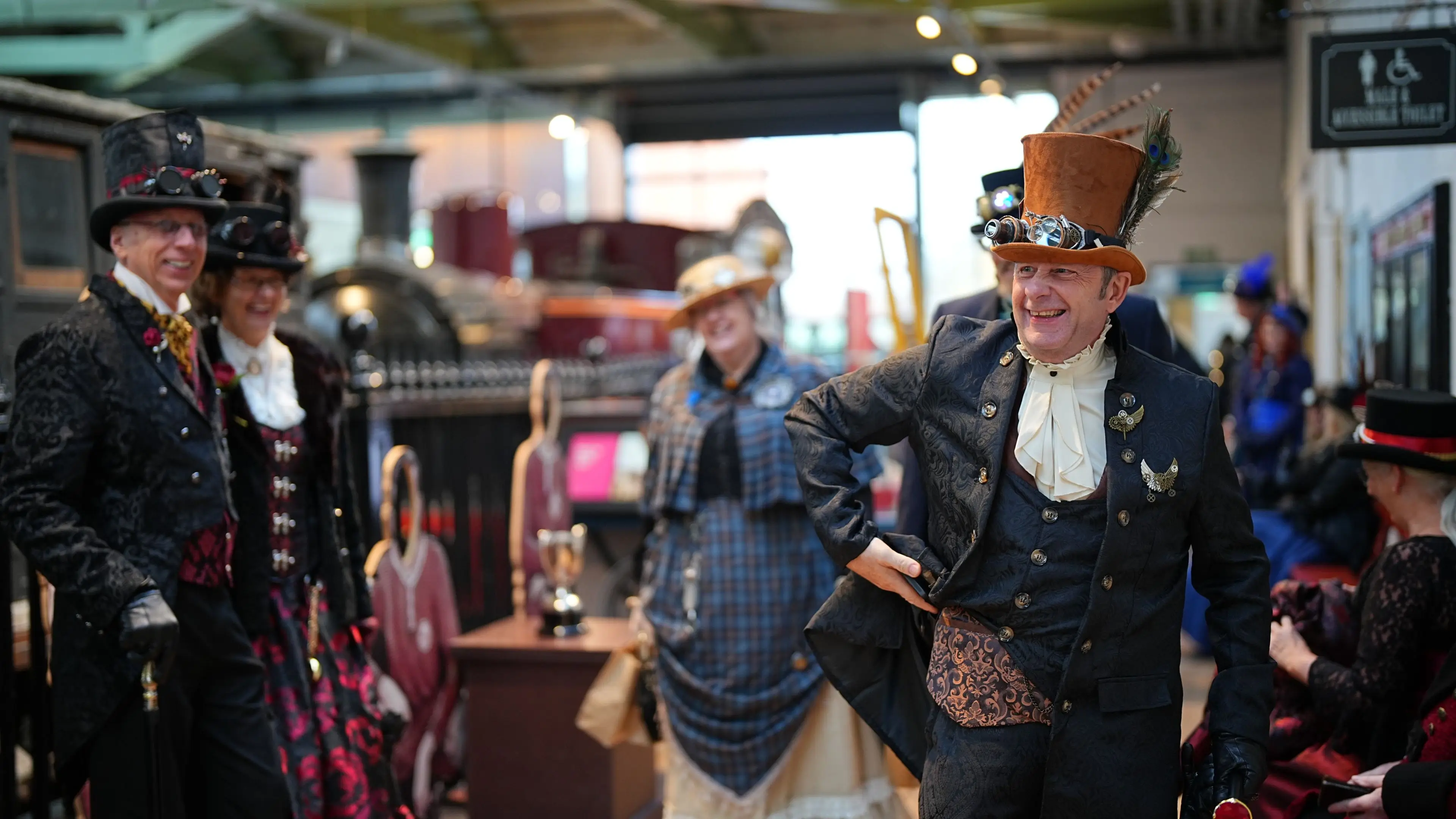 Visitors in steampunk costume inside Hopetown Darlington during a previous steampunk event