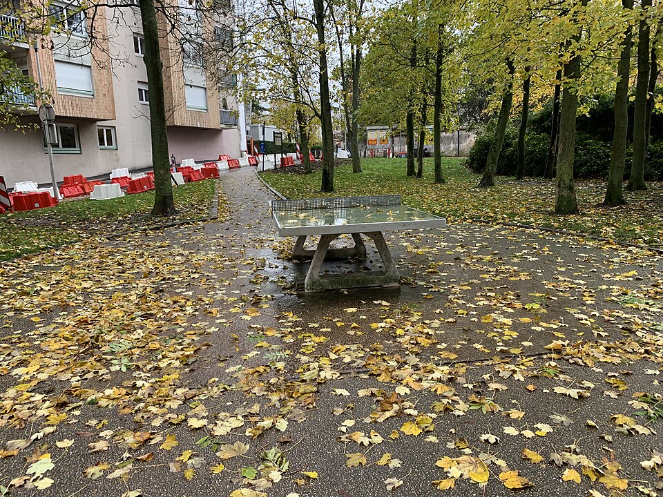 An outdoor table-tennis table; illustrative youth activity photograph taken outside Middlesbrough.