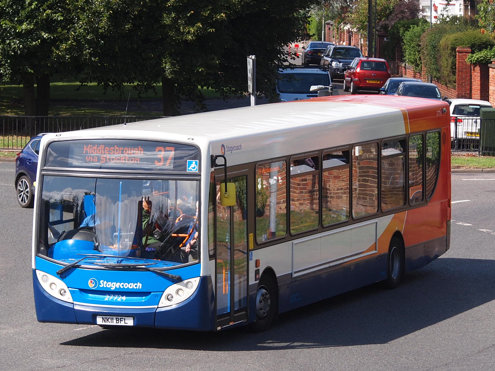Archive photograph of a Stagecoach North East bus travelling through Norton in 2018; not a vehicle on the newly introduced routes.