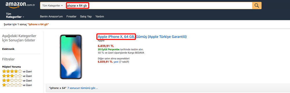 iPhone X 64 GB Araması - Amazon.com.tr