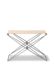 JG Folding Stool -Leather 90 Vegeta / Brushed steel frame