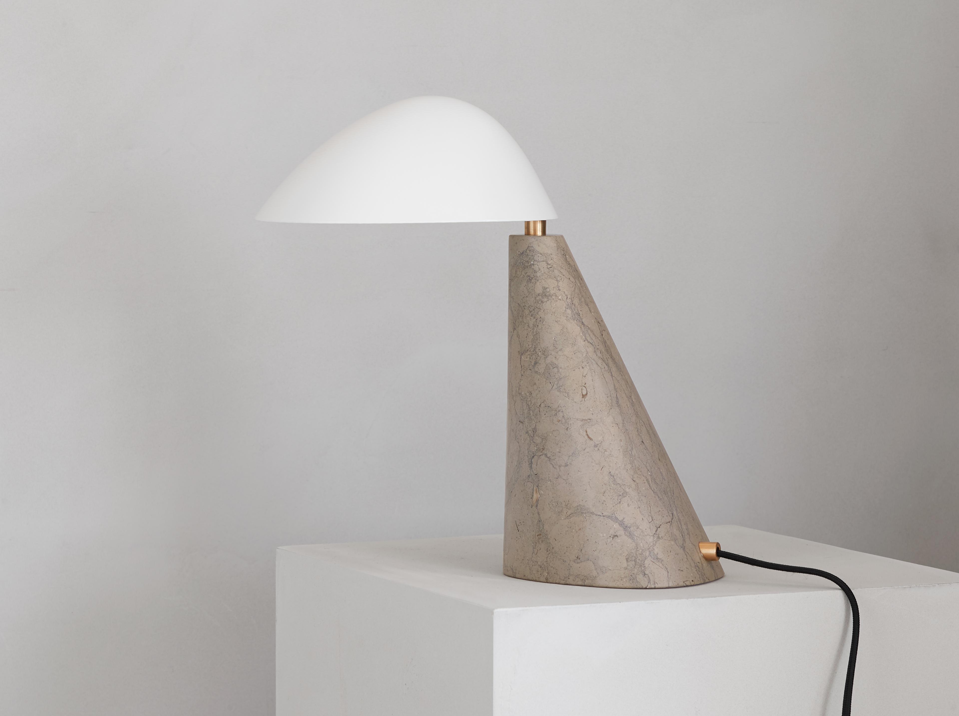 Fellow Lamp - Dark Atlantico Limestone / White metal