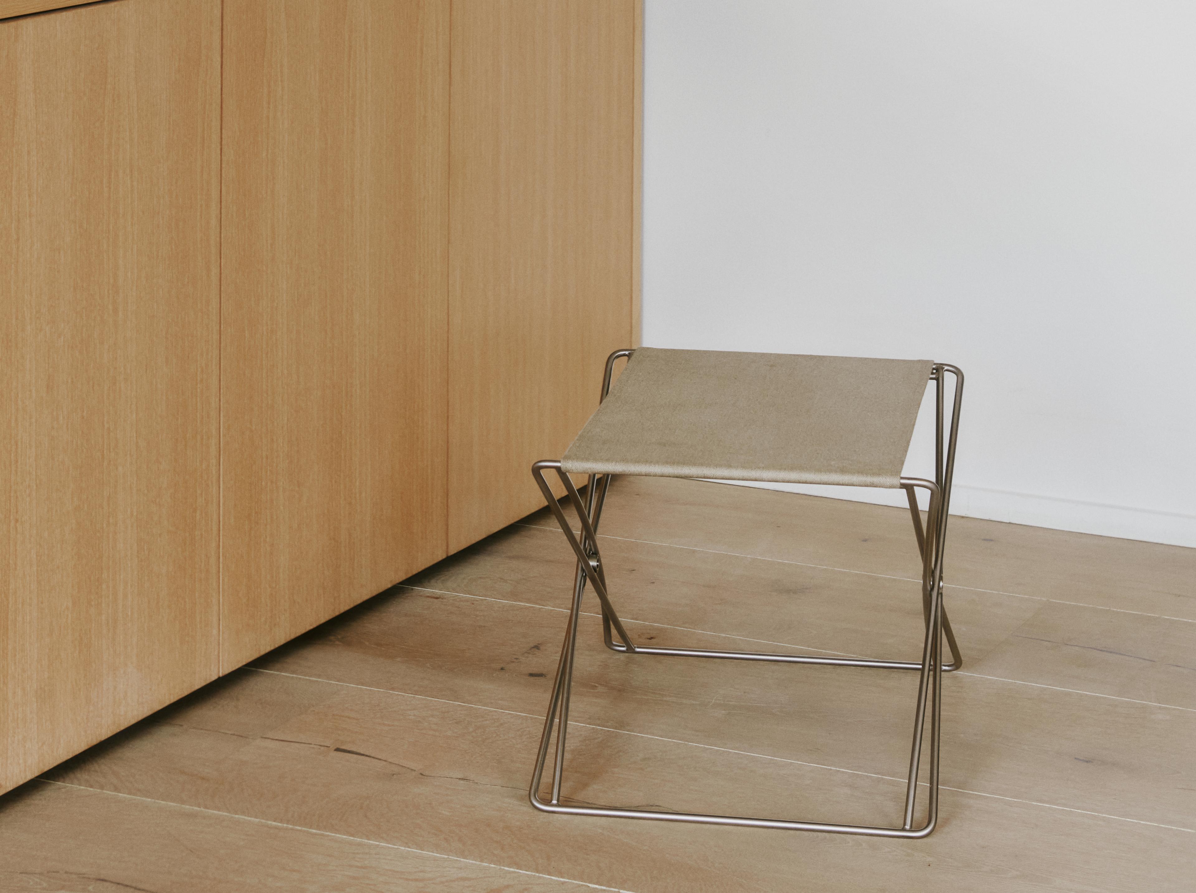 JG Folding Stool - Canvas / Brushed steel frame