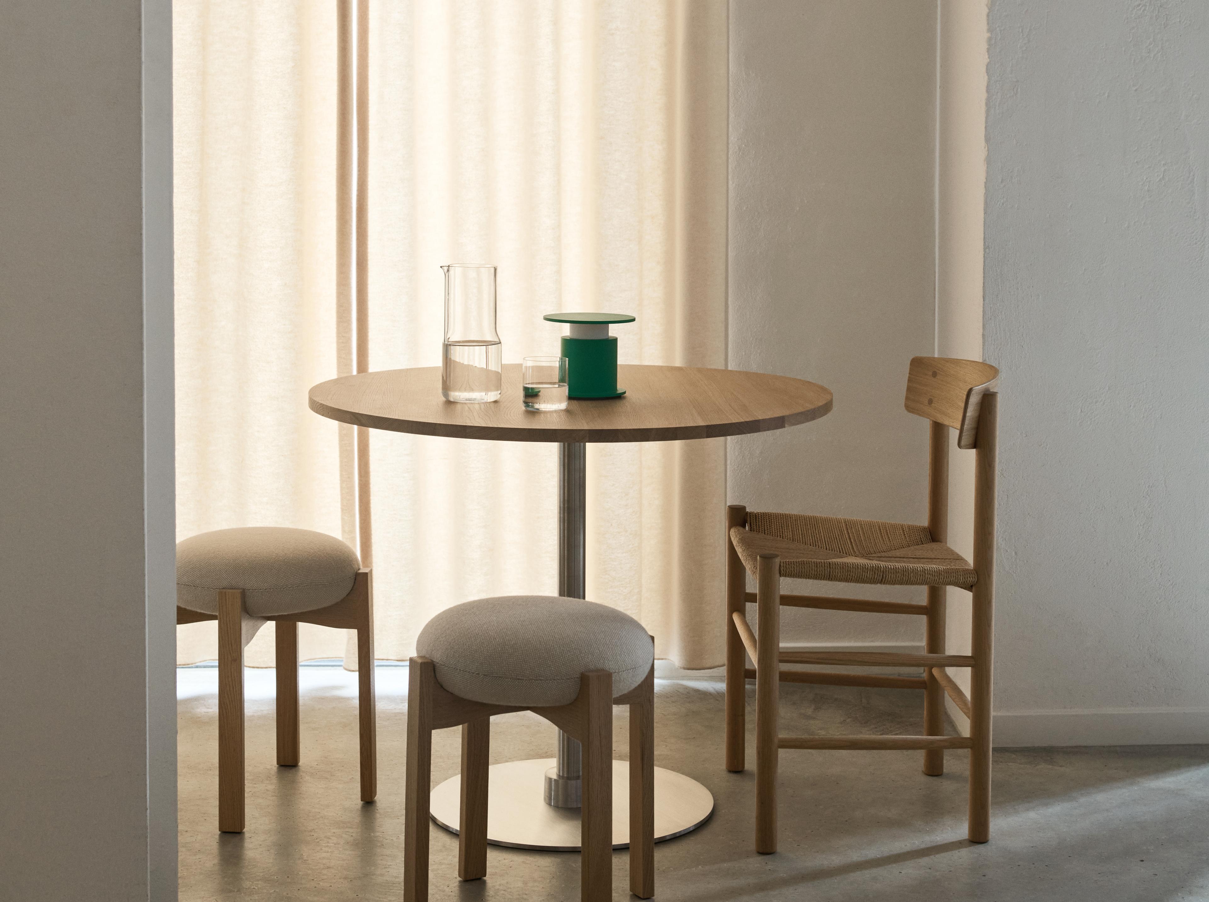 Plan Column Table - Oak light oil / Brushed Steel (Height 73 cm)
