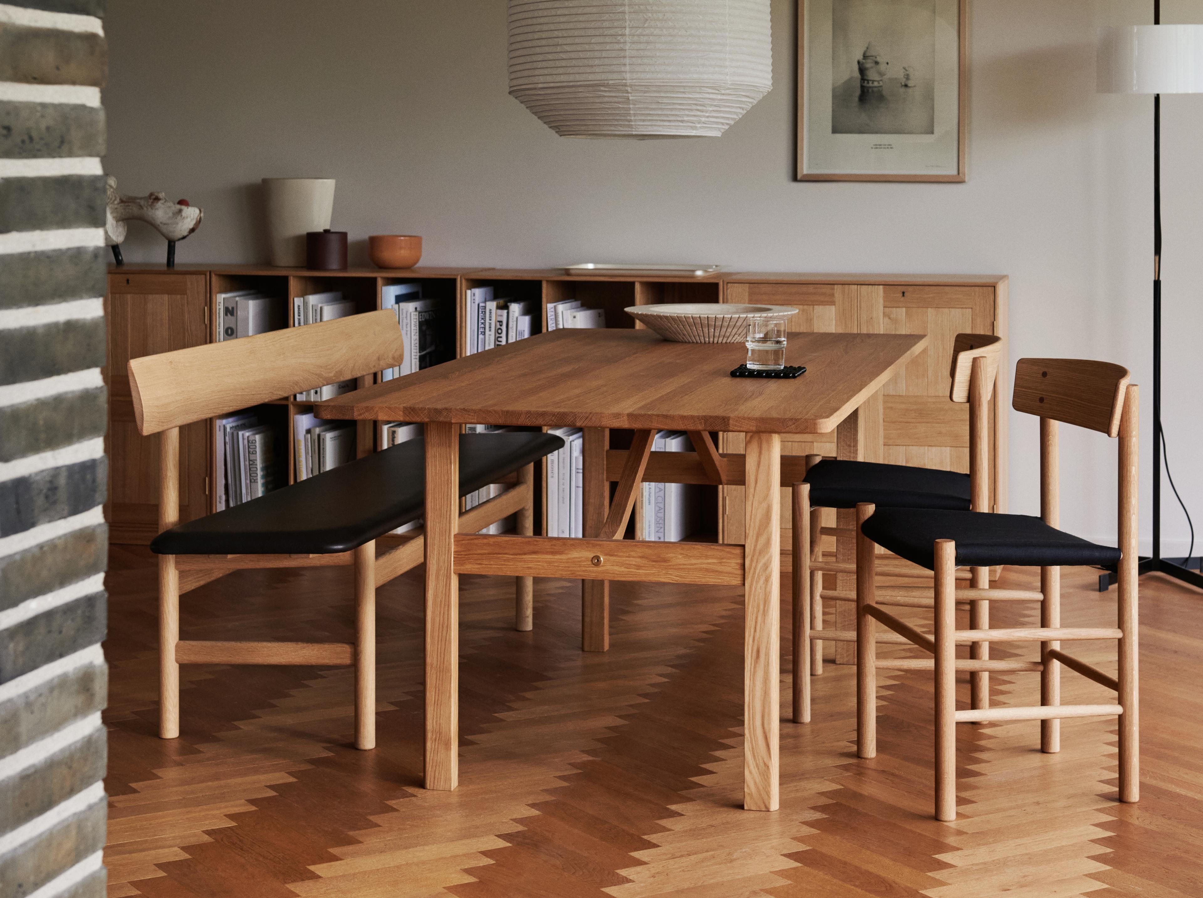 Mogensen 3171 Bench - Leather Omni 301, Black / Oak Oil