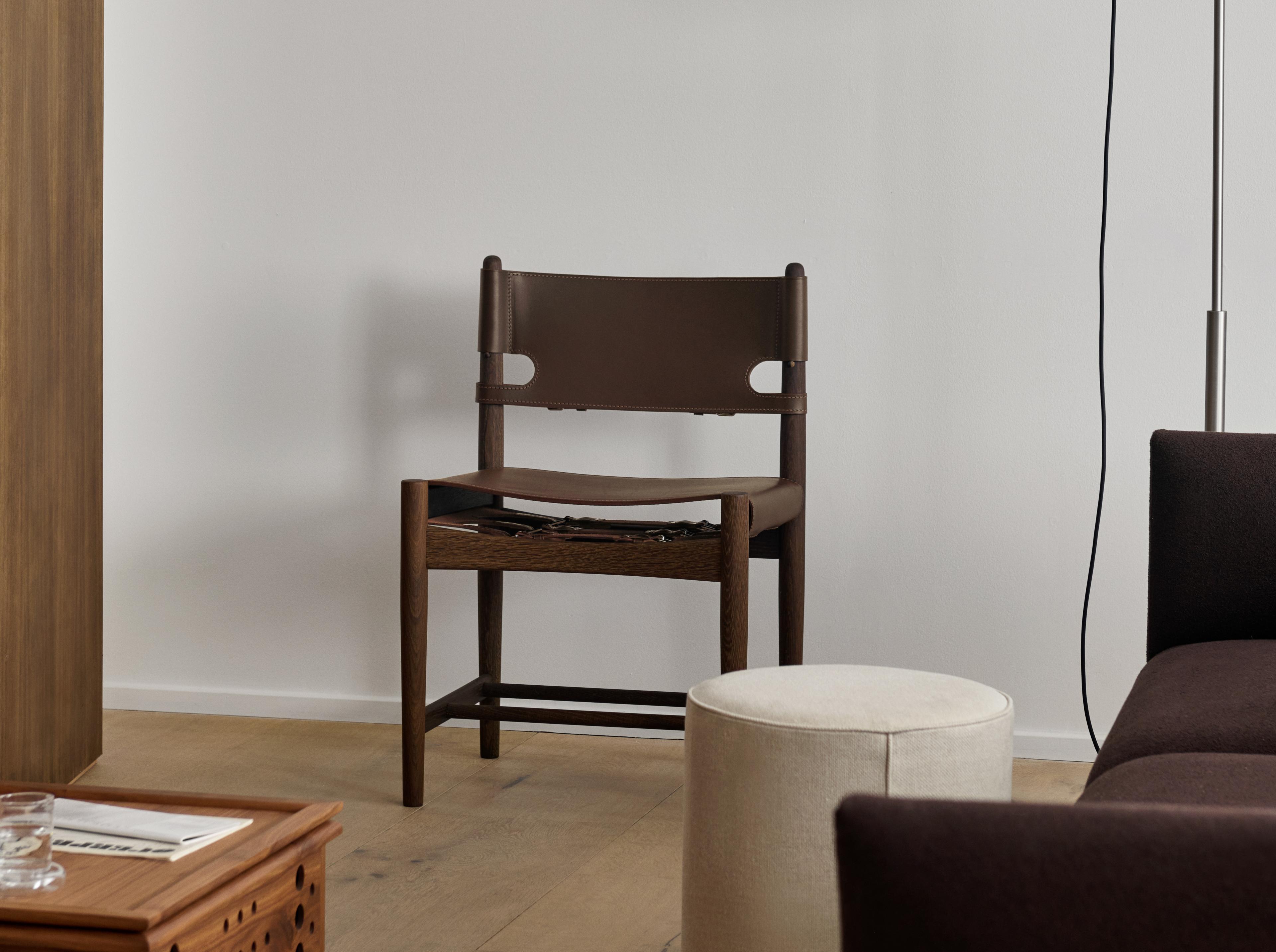 The Spanish Dining Chair - Dark Brown Leather / Smoked oak