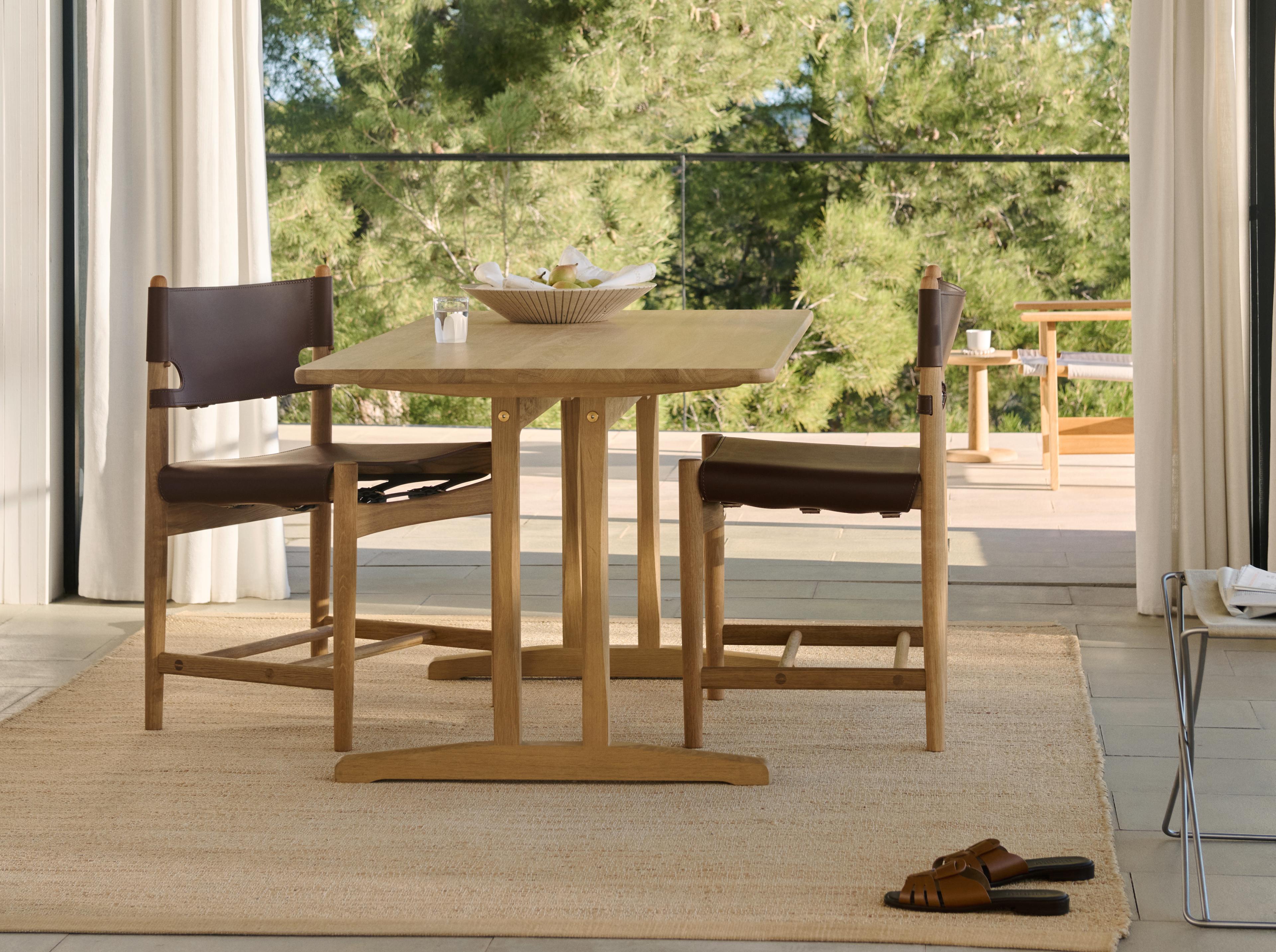 The Spanish Dining Chair - Dark Brown Leather / oak laquer