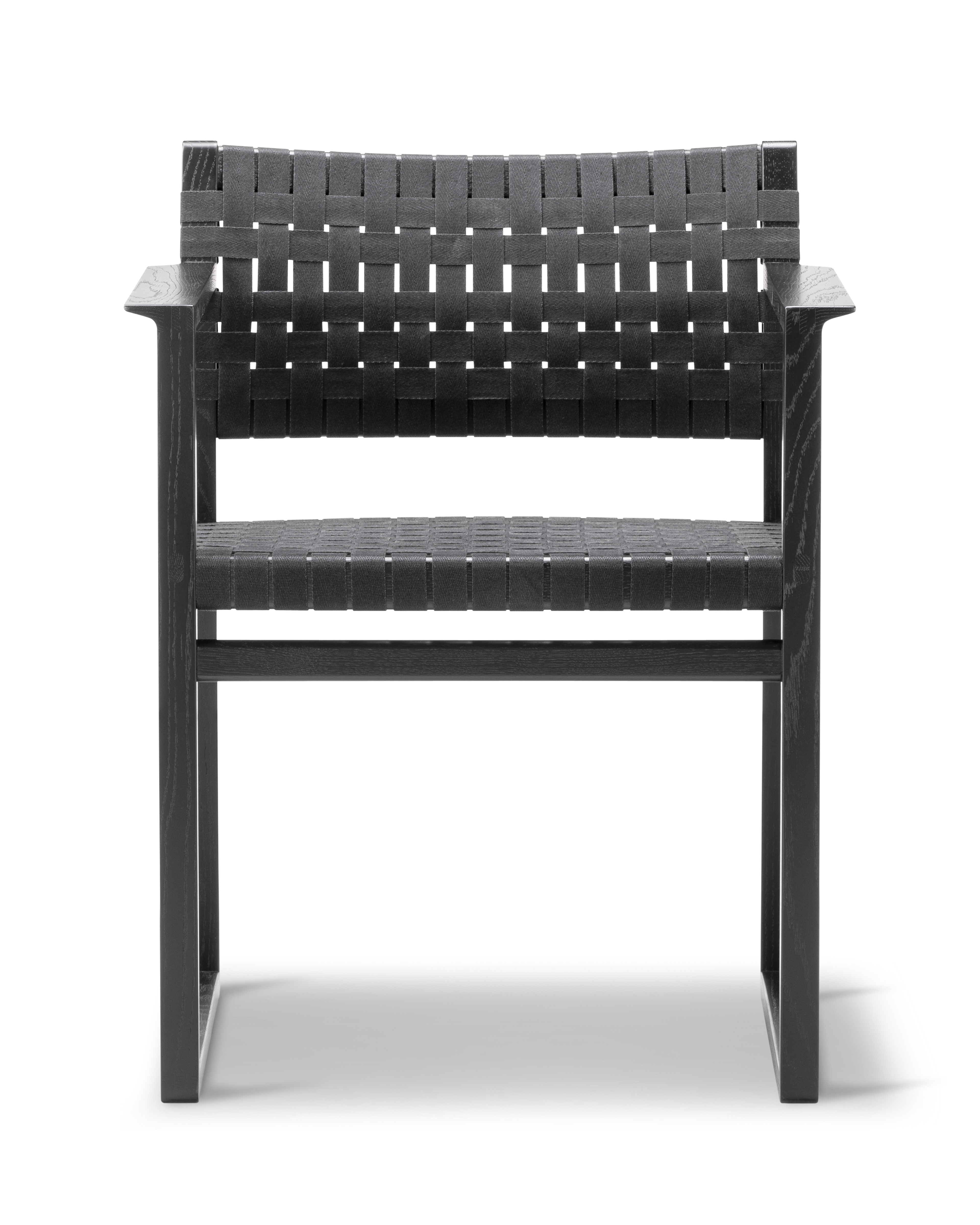 BM62 Chair - Black linen webbing / Black lacquered oak