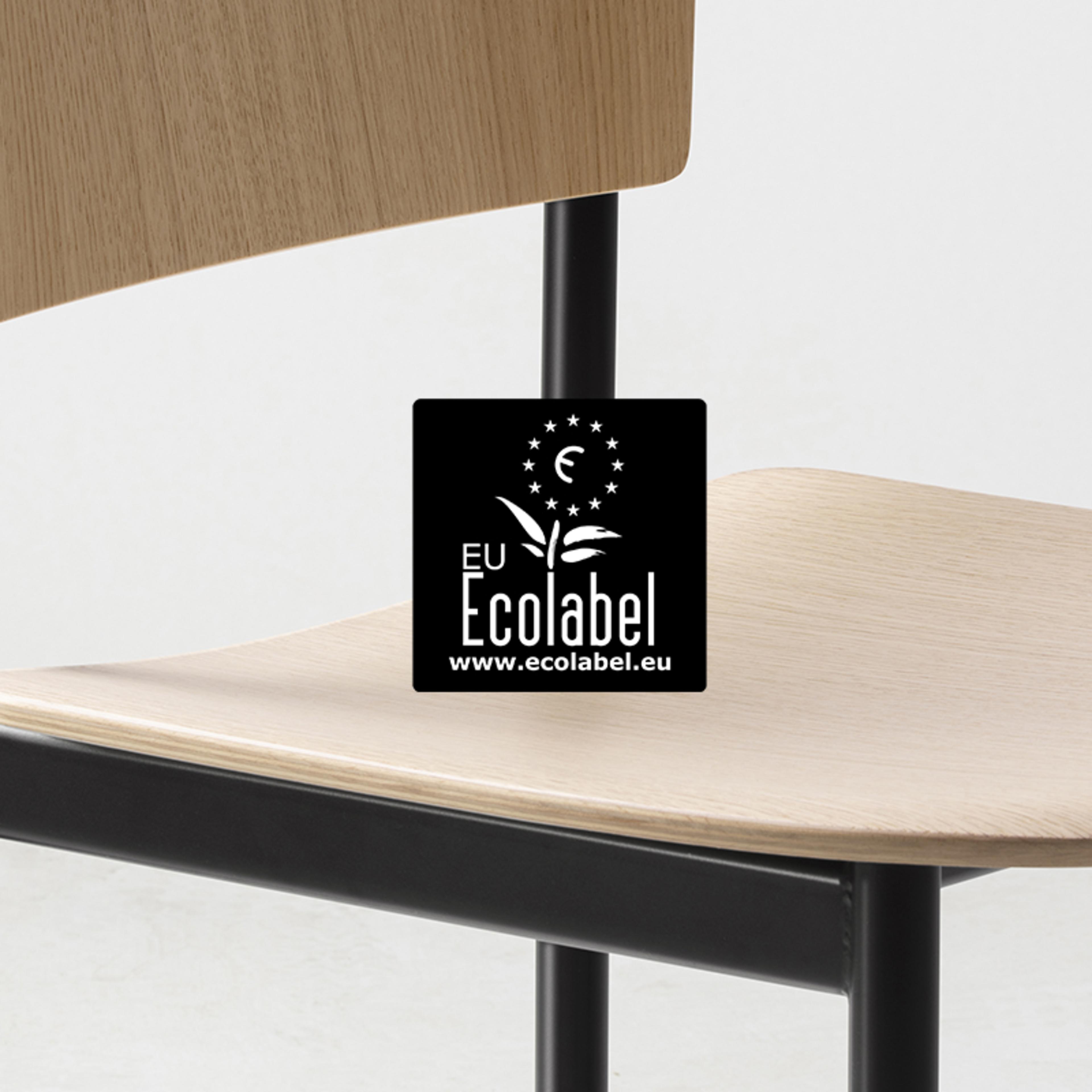 EU Ecolabel Certification logo on a Plan Chair by Barber Osgerby