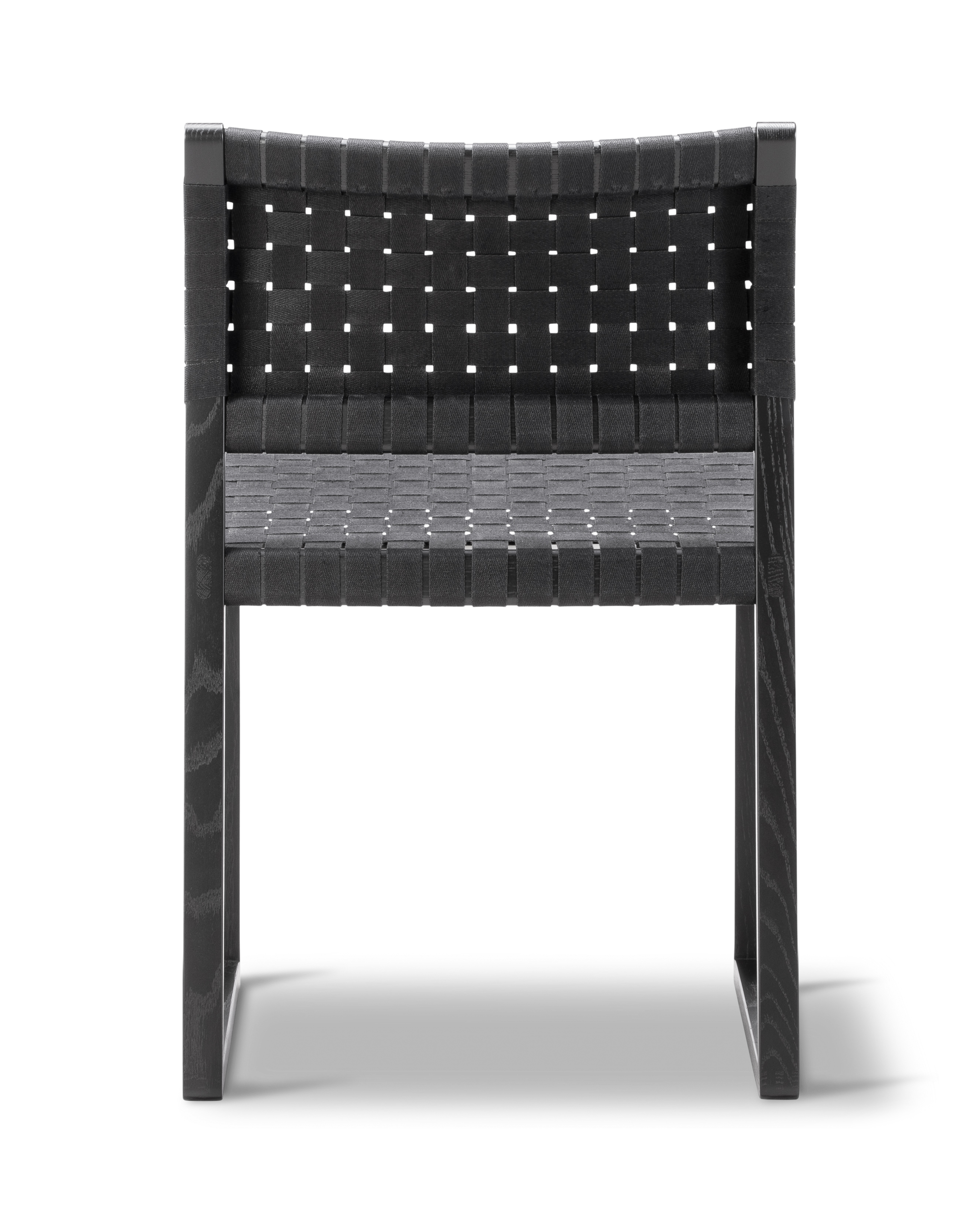 BM 61 Chair - Black linen webbing / Black lacquered oak