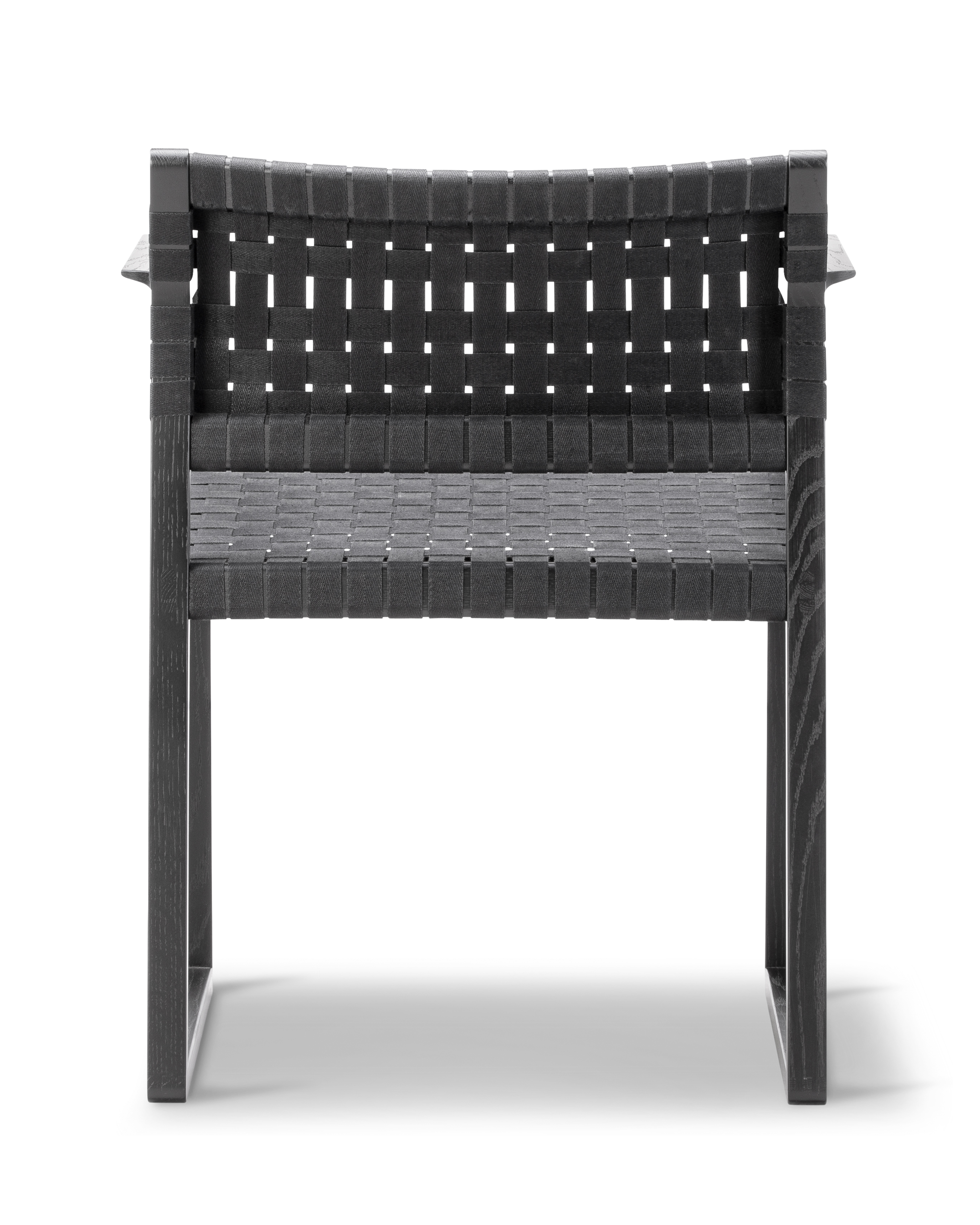 BM62 Chair - Black linen webbing / Black lacquered oak