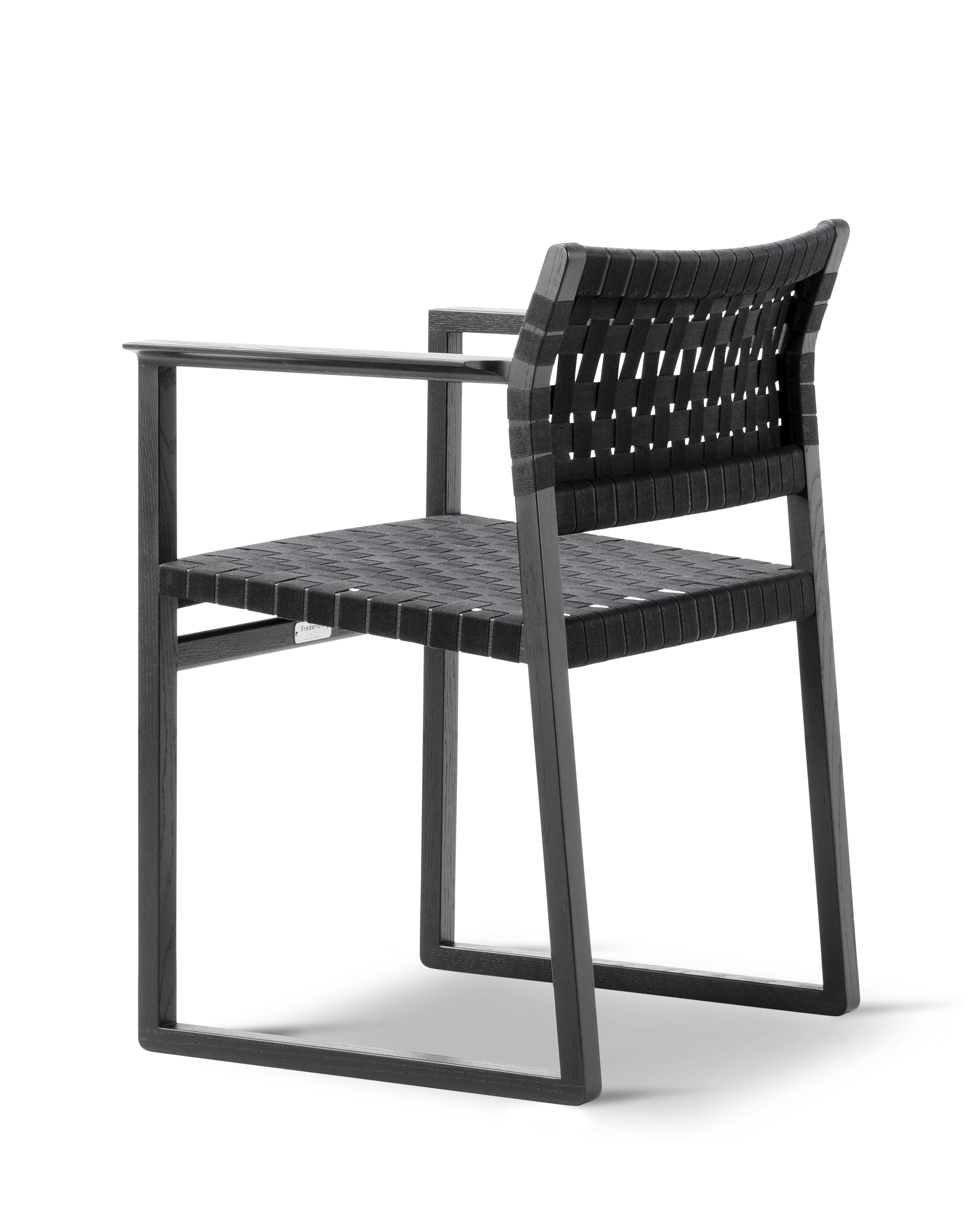 BM62 Chair - Black linen webbing / Black lacquered oak