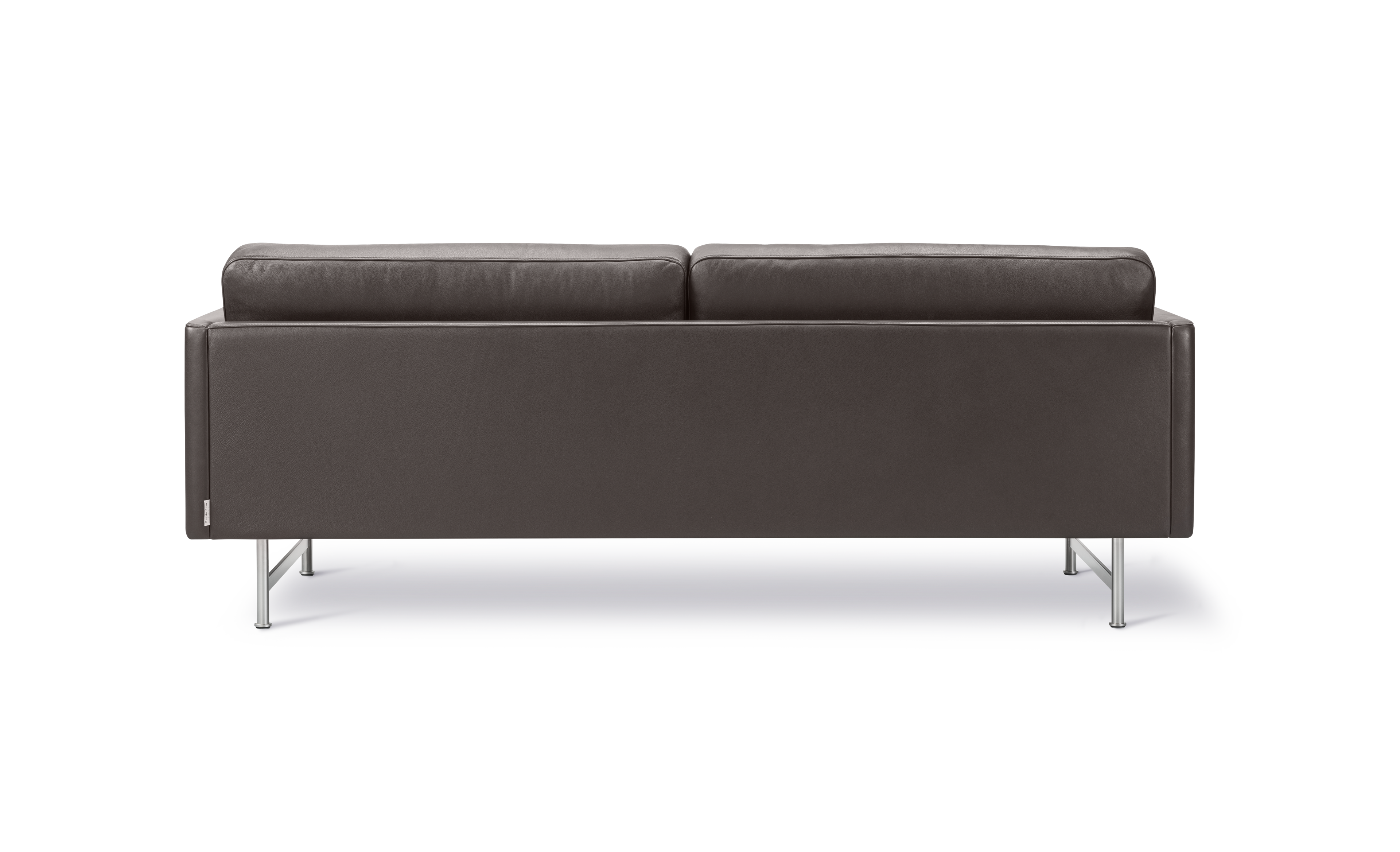 Calmo Sofa - Leather Omni 377, dark brown / Mat chrome