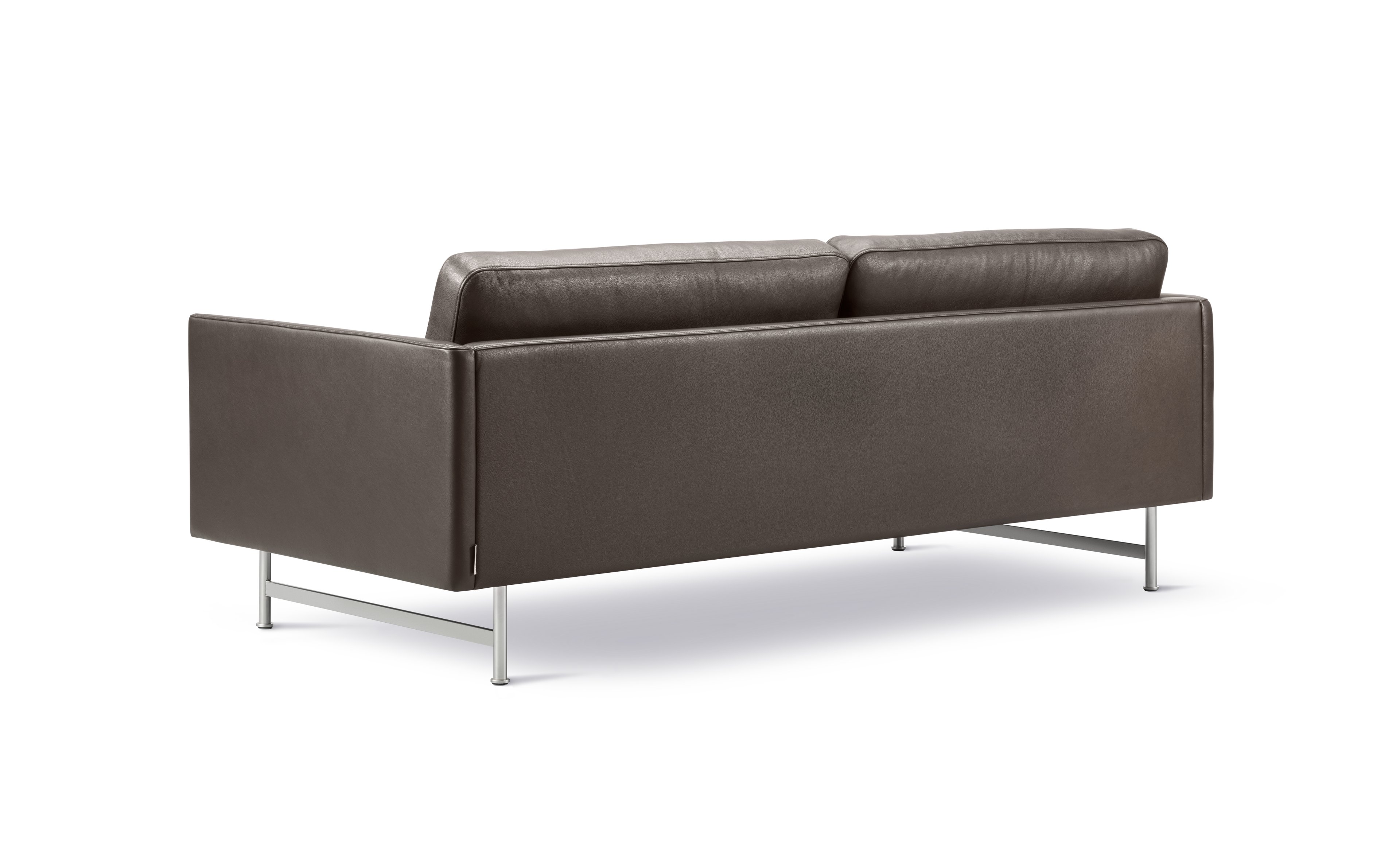 Calmo Sofa - Leather Omni 377, dark brown / Mat chrome