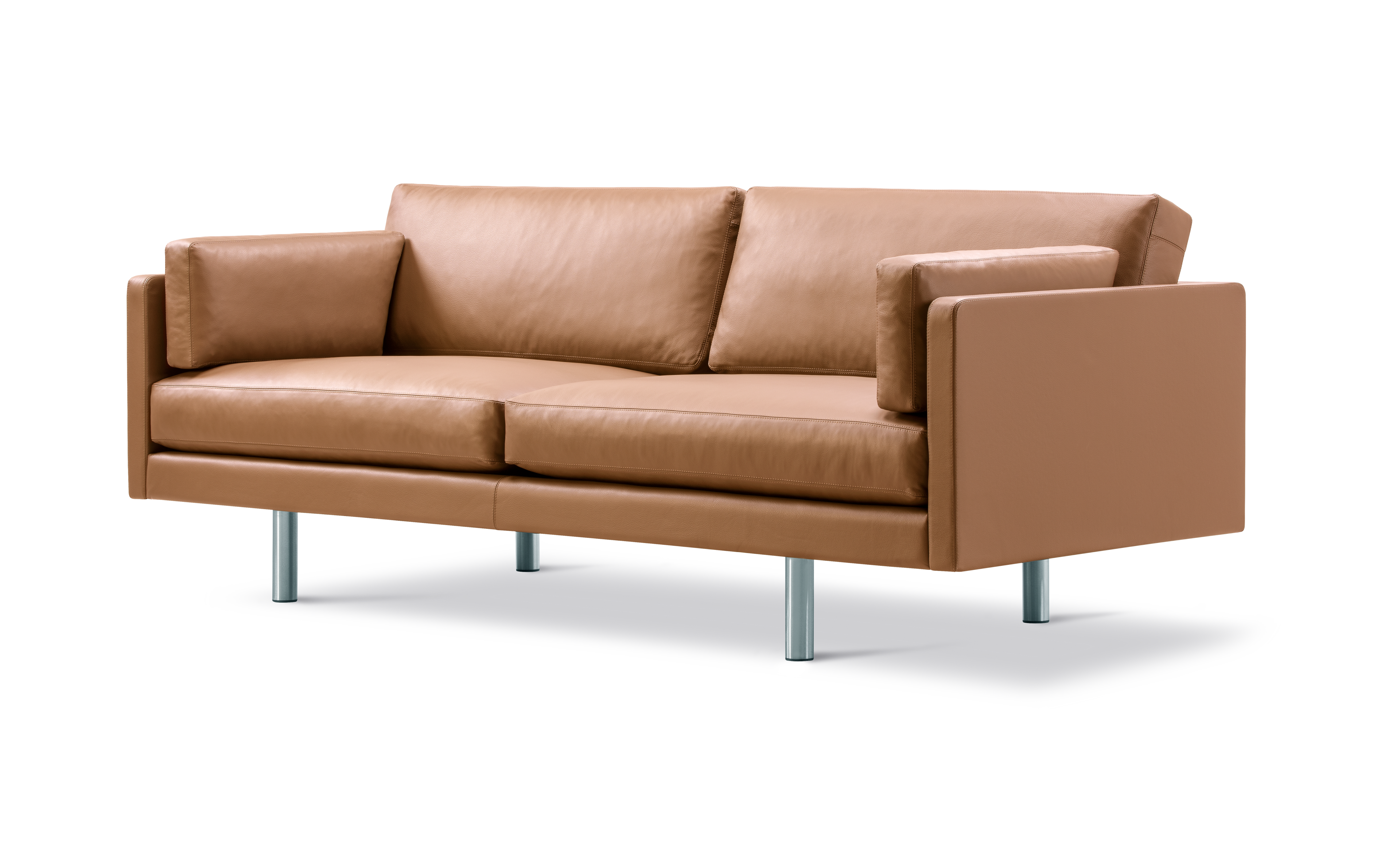 EJ220 Sofa - Læder Omni 307 Cognac / Børstet krom