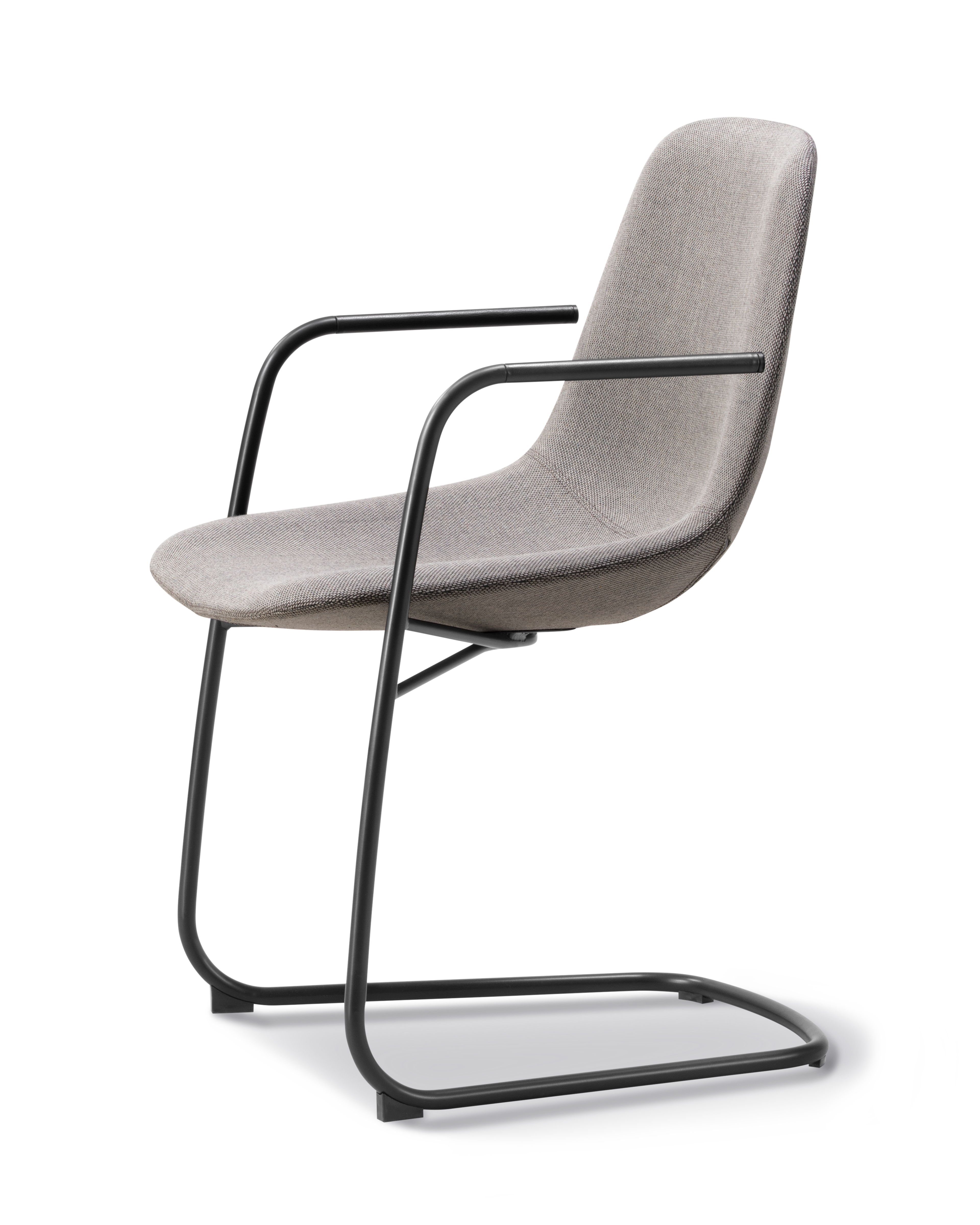 Eyes Cantilever Chair - Re-Wool 128 / Leather 98 Max Piping / Black steel