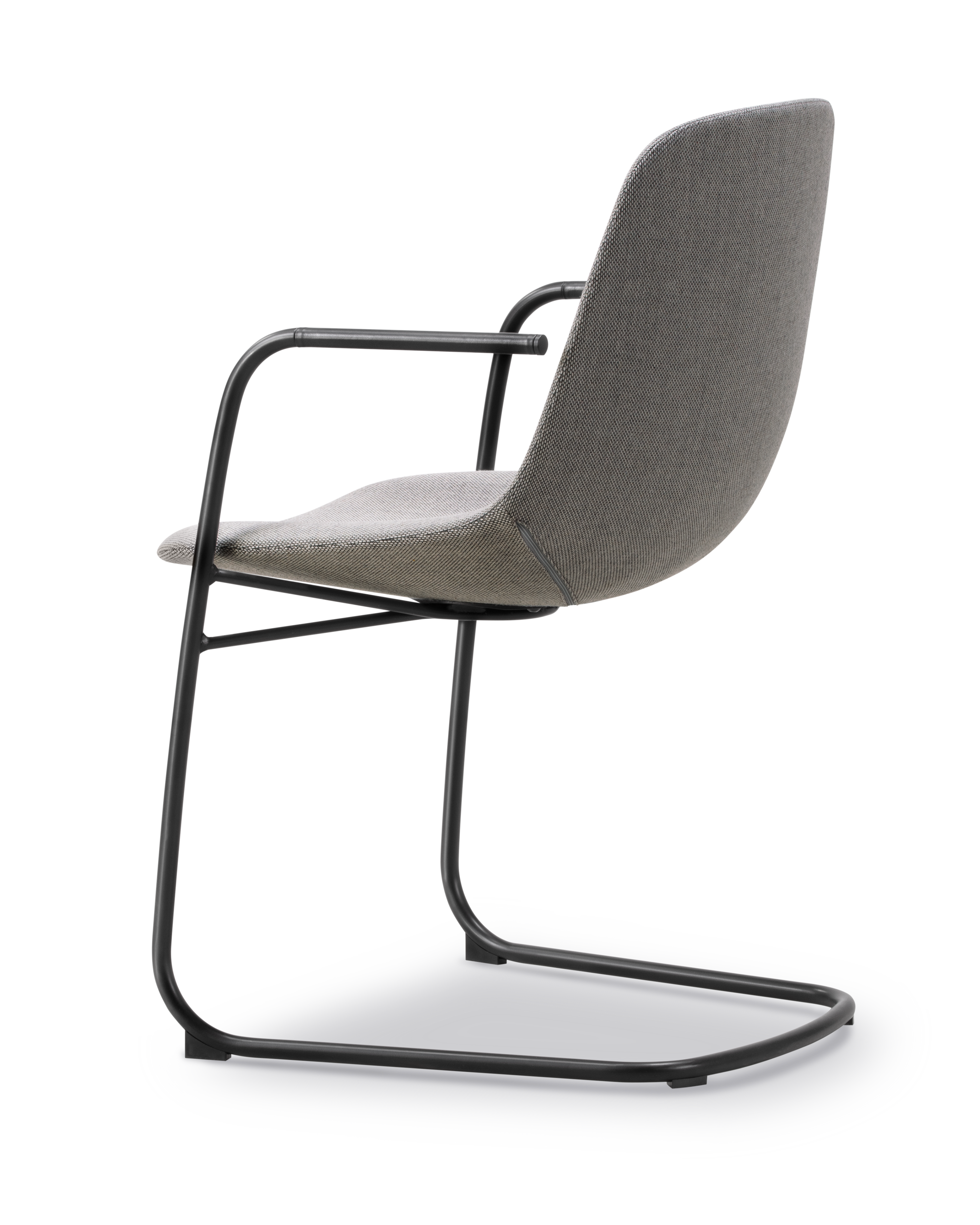 Eyes Cantilever Chair - Re-Wool 128 / Leather 98 Max Piping / Black steel