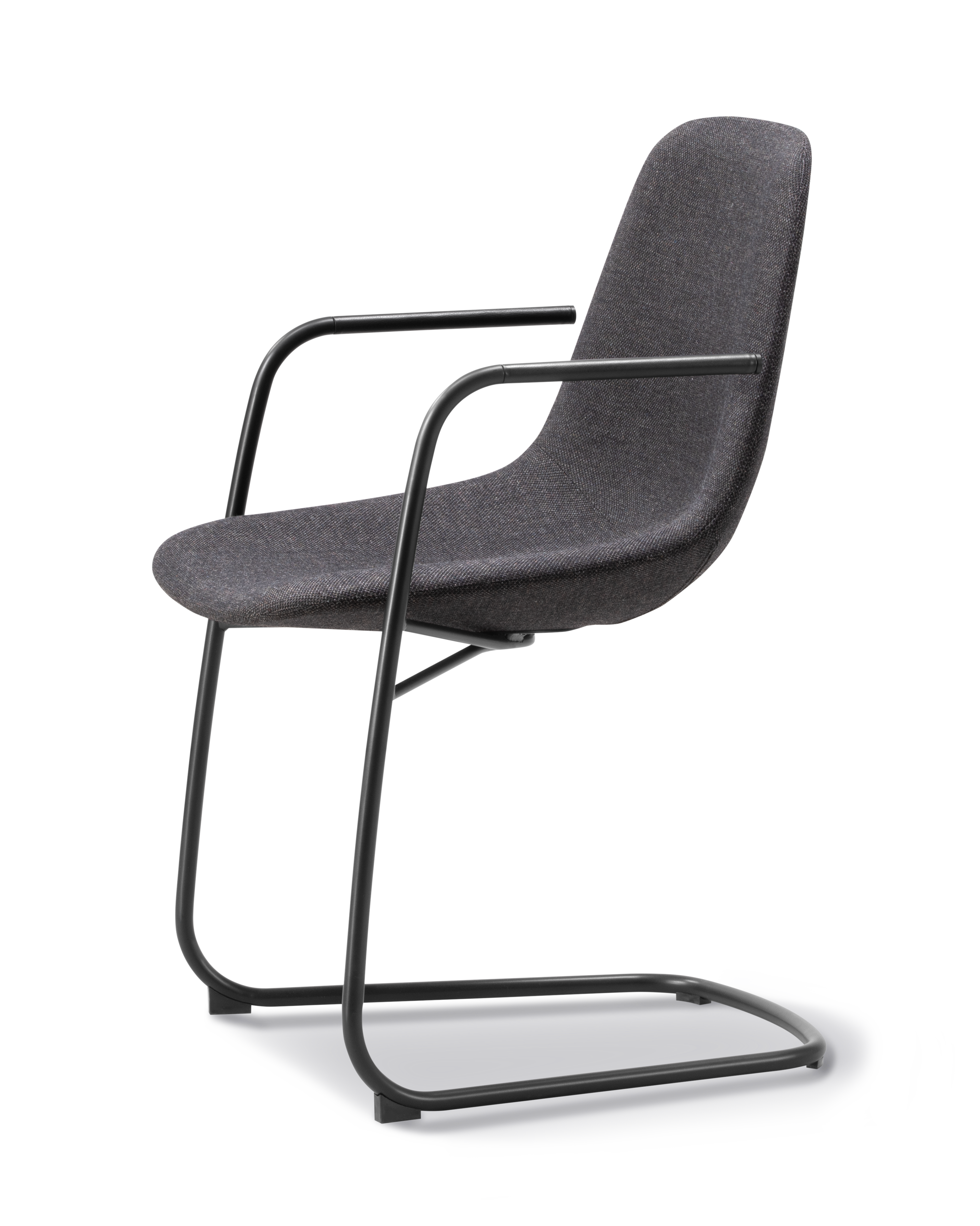 Eyes Cantilever Chair - Re-Wool 198 / Leather 98 Max Piping / Black steel