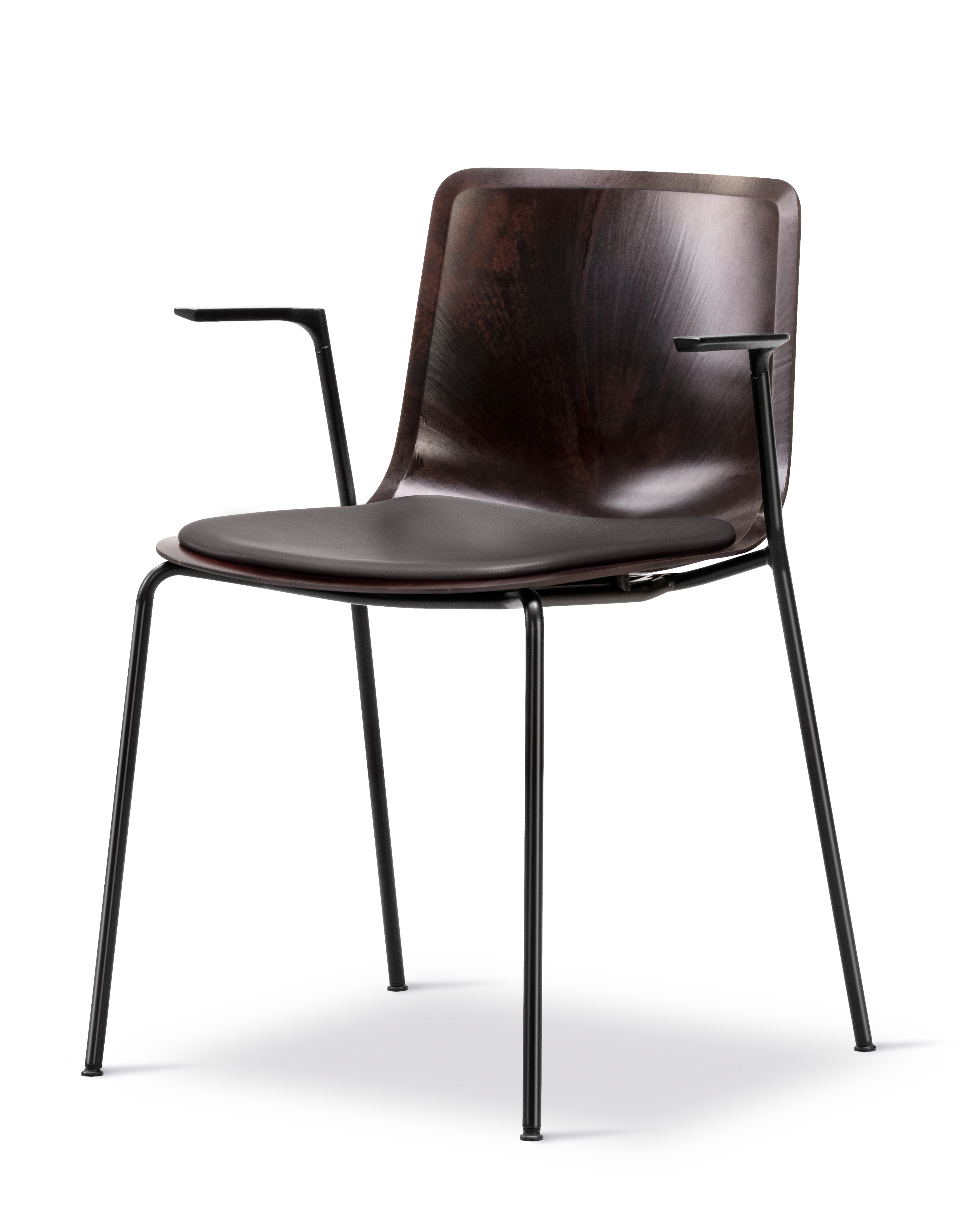 Pato Paper 4 Leg Armchair - Papershell / Leather Primo 86-1 dark brown / Black