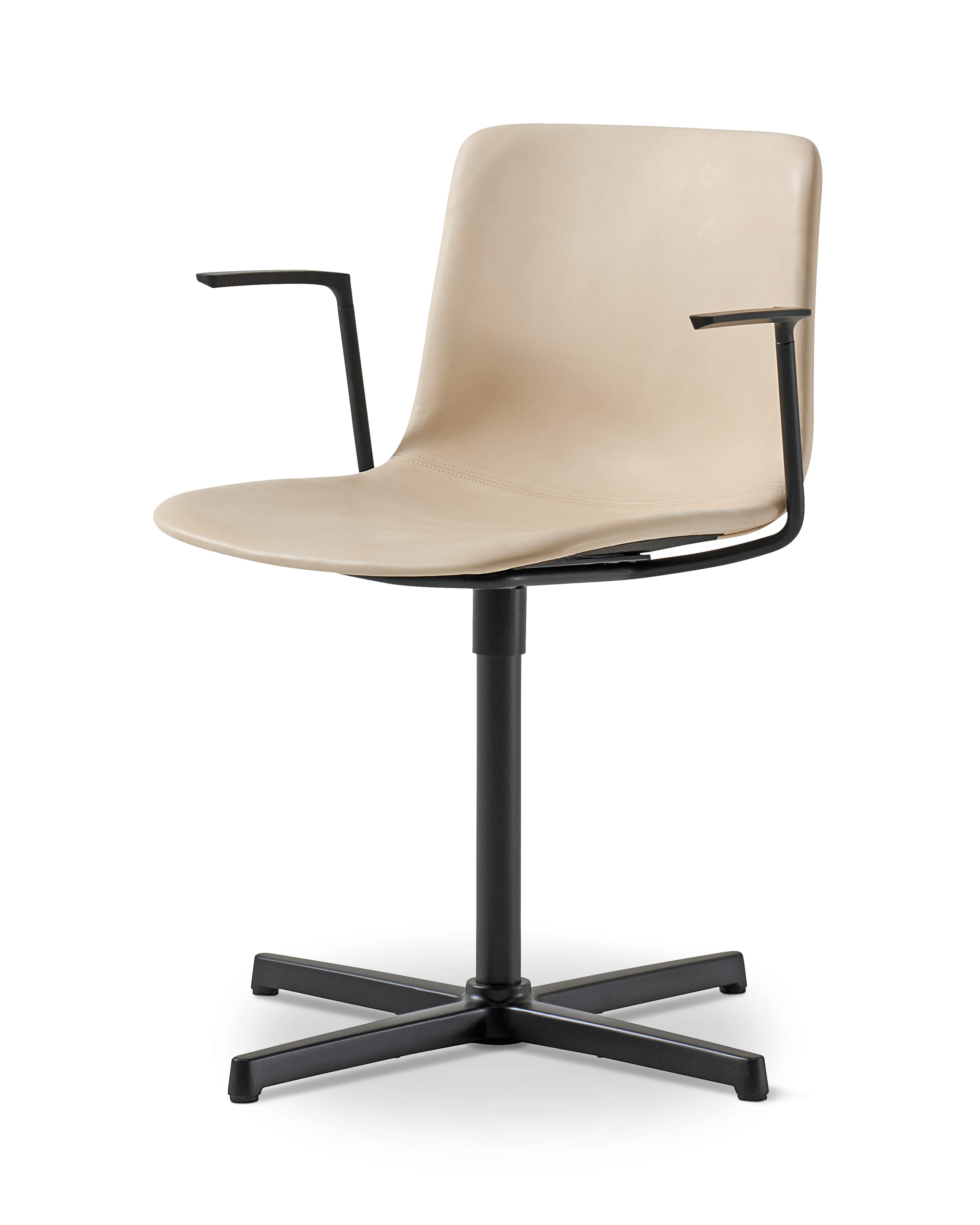 Pato Swivel Armchair - Læder 90 Vegeta / Sort base