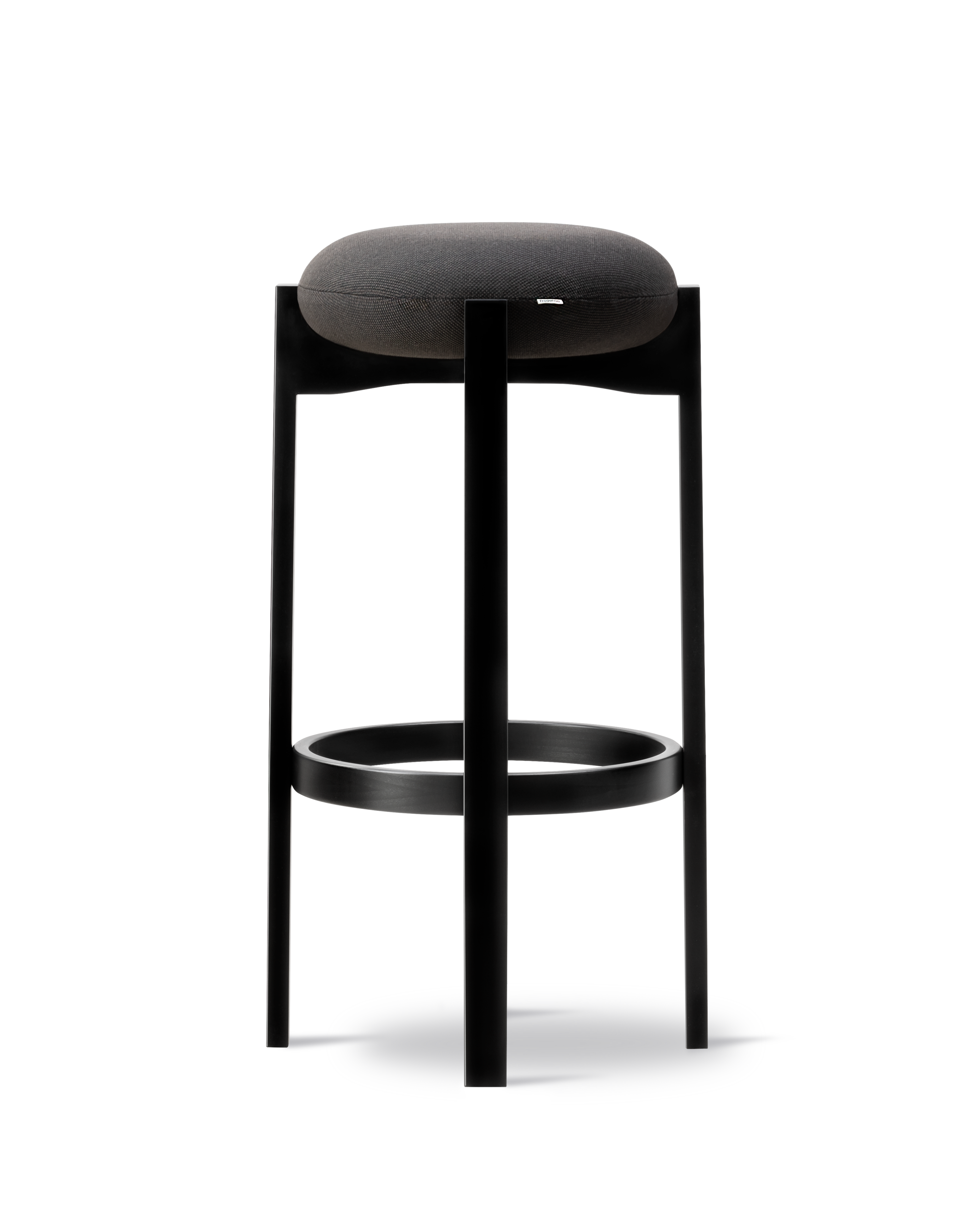 Pioneer Stool - Steelcut Trio 383 / Black Lacquered Beech (Height 77 cm)