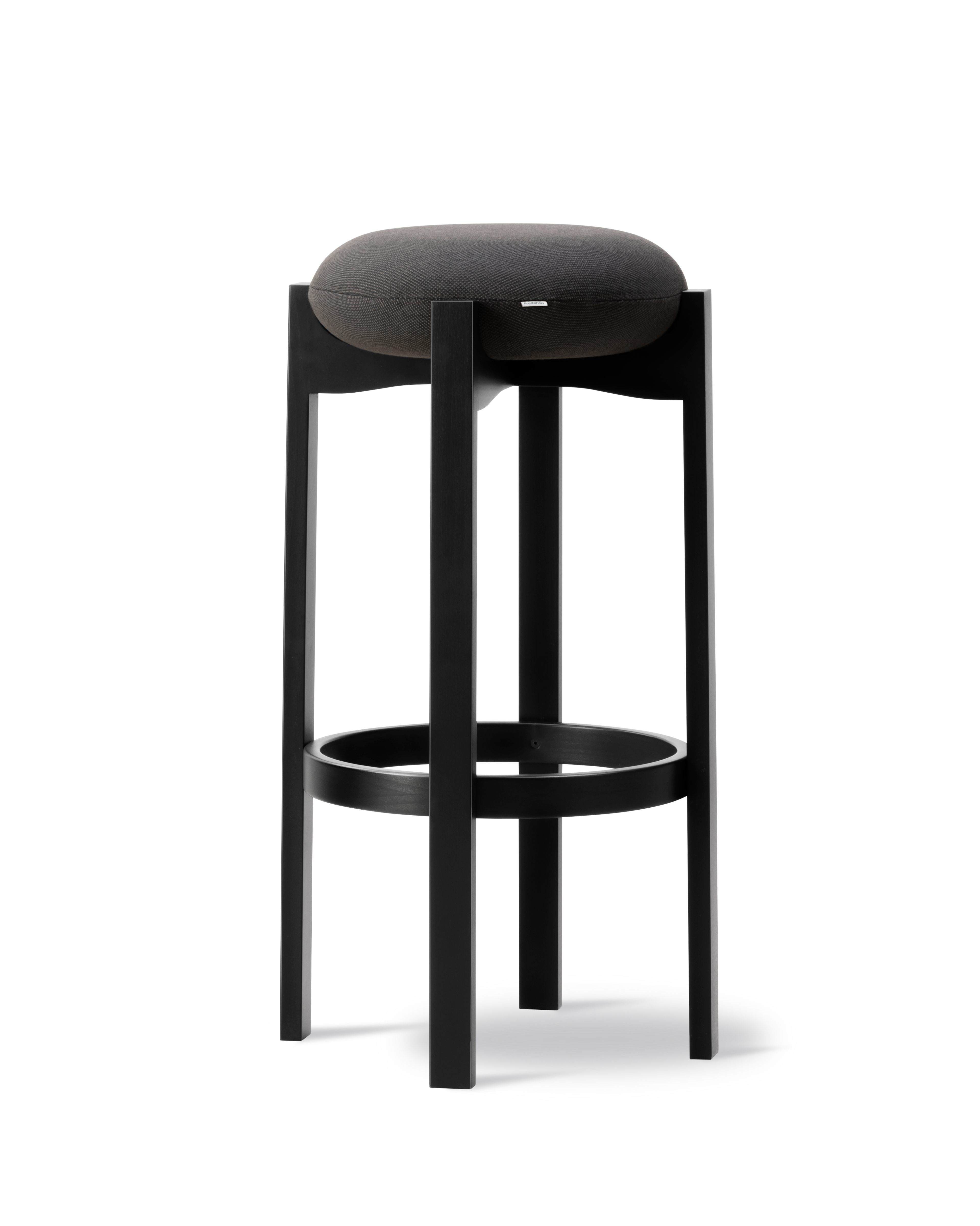 Pioneer Stool - Steelcut Trio 383 / Black Lacquered Beech (Height 77 cm)