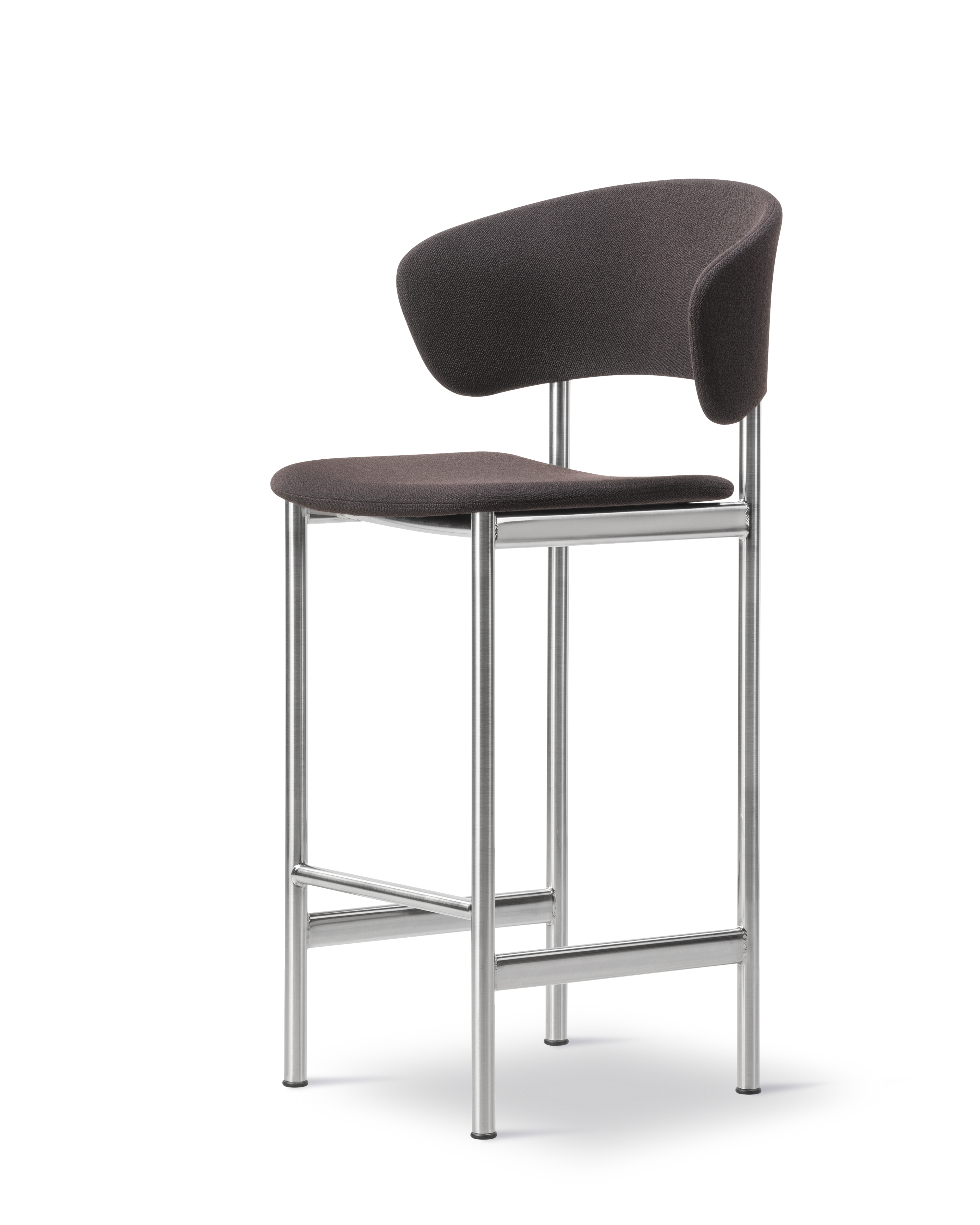 Plan Arm Barstool - Vidar 386 / Brushed Chrome Steel Base (SH: 68 cm)