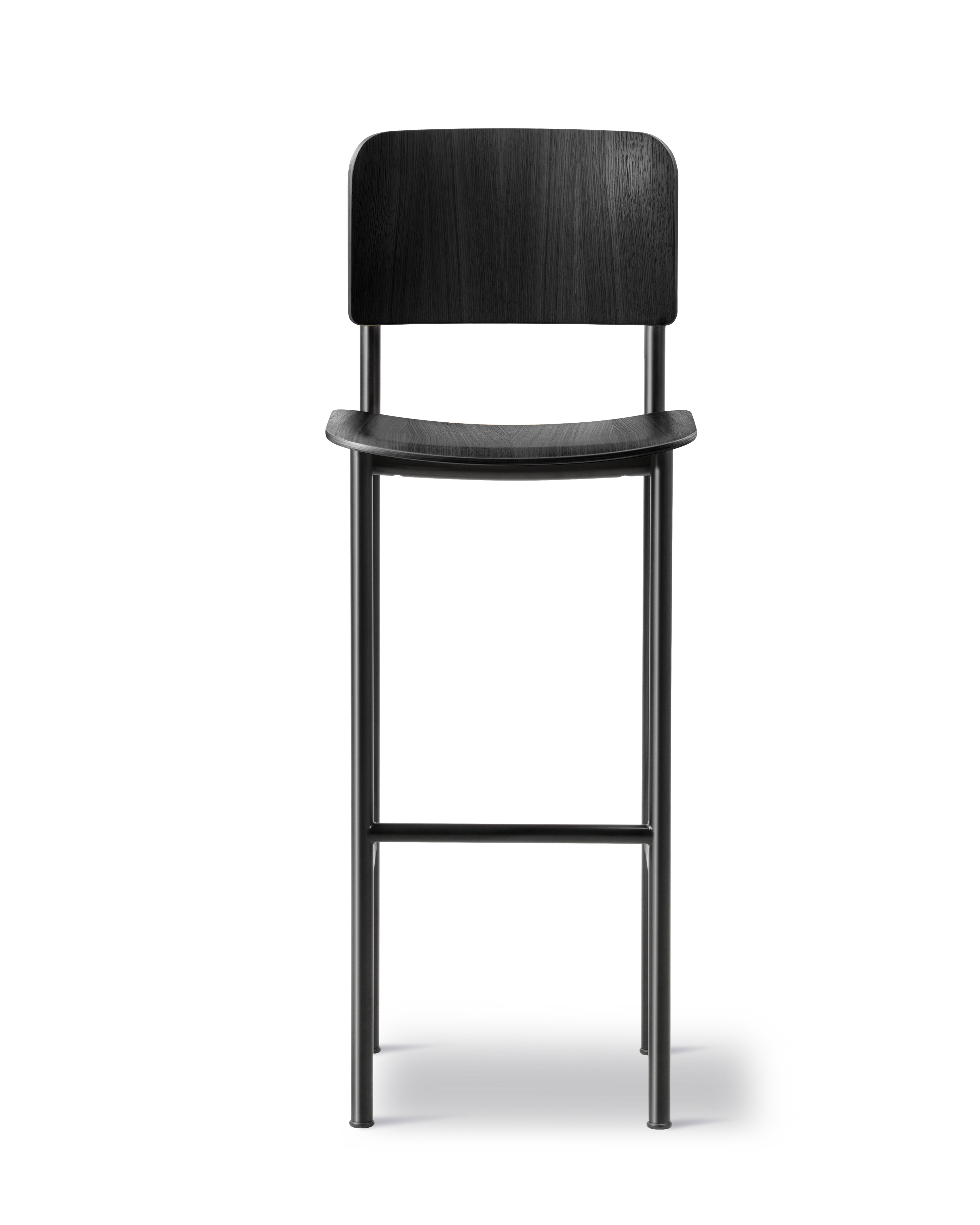 Plan Barstool - Black lacquered oak / Black steel frame