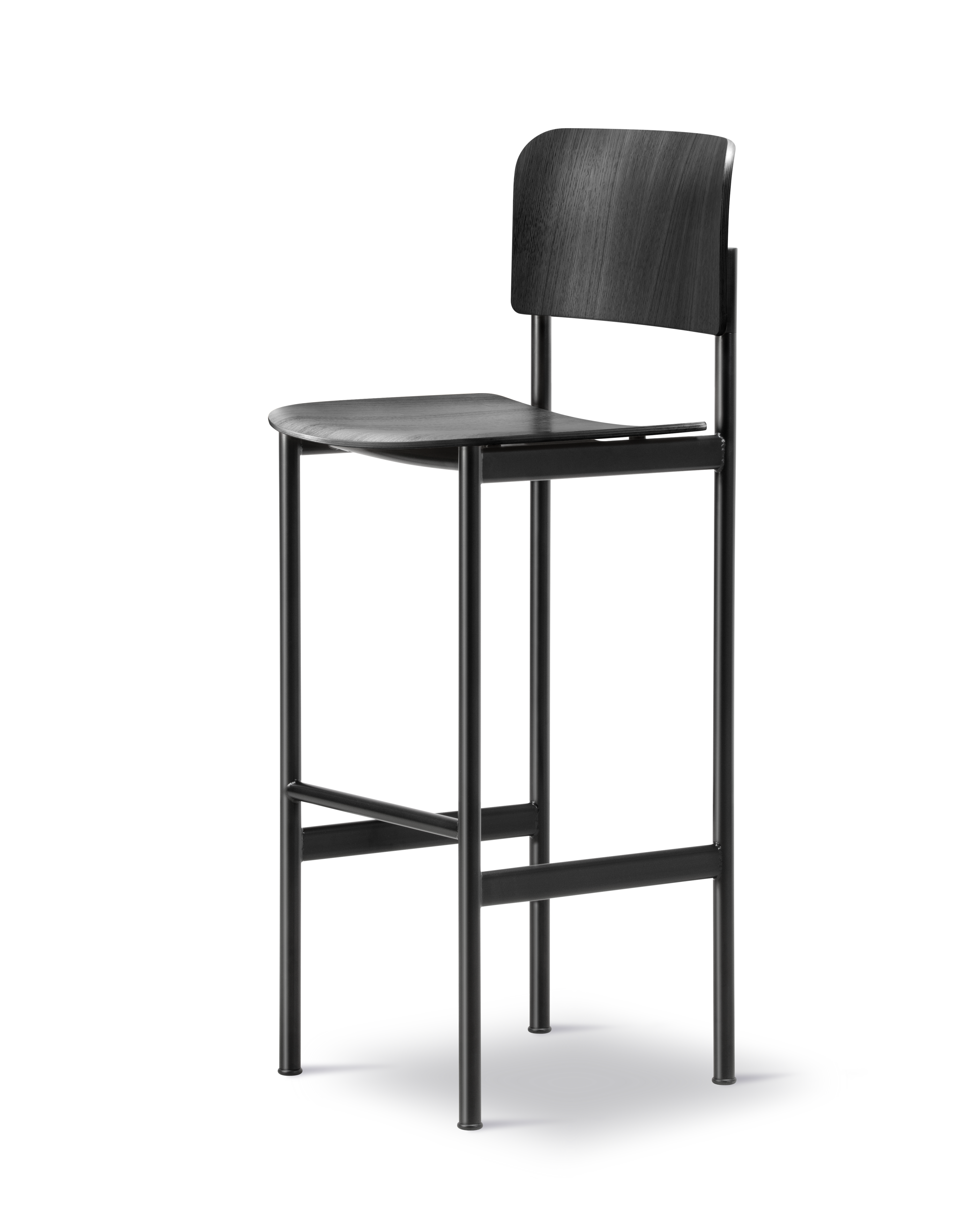 Plan Barstool - Black lacquered oak / Black steel frame