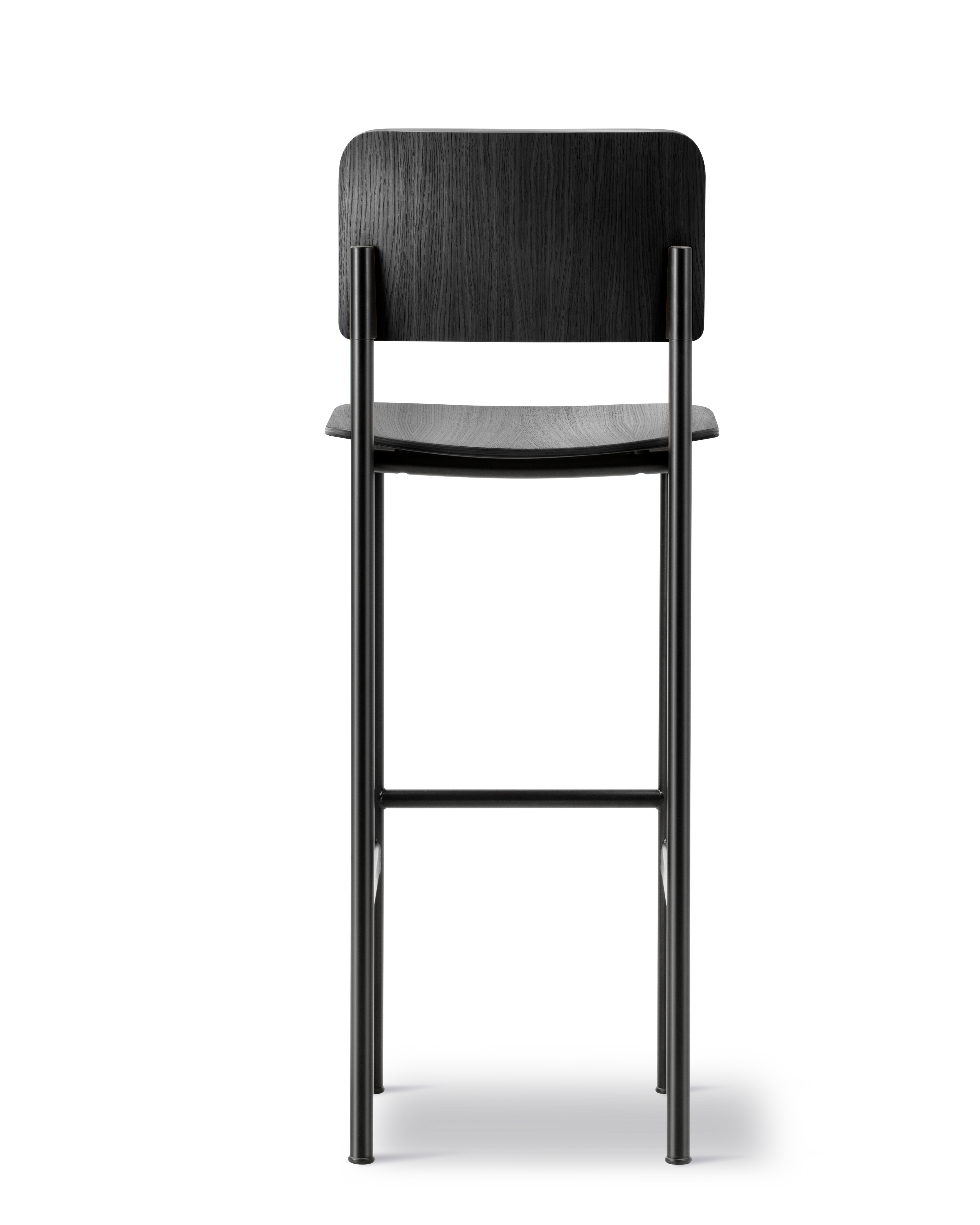 Plan Barstool - Black lacquered oak / Black steel frame