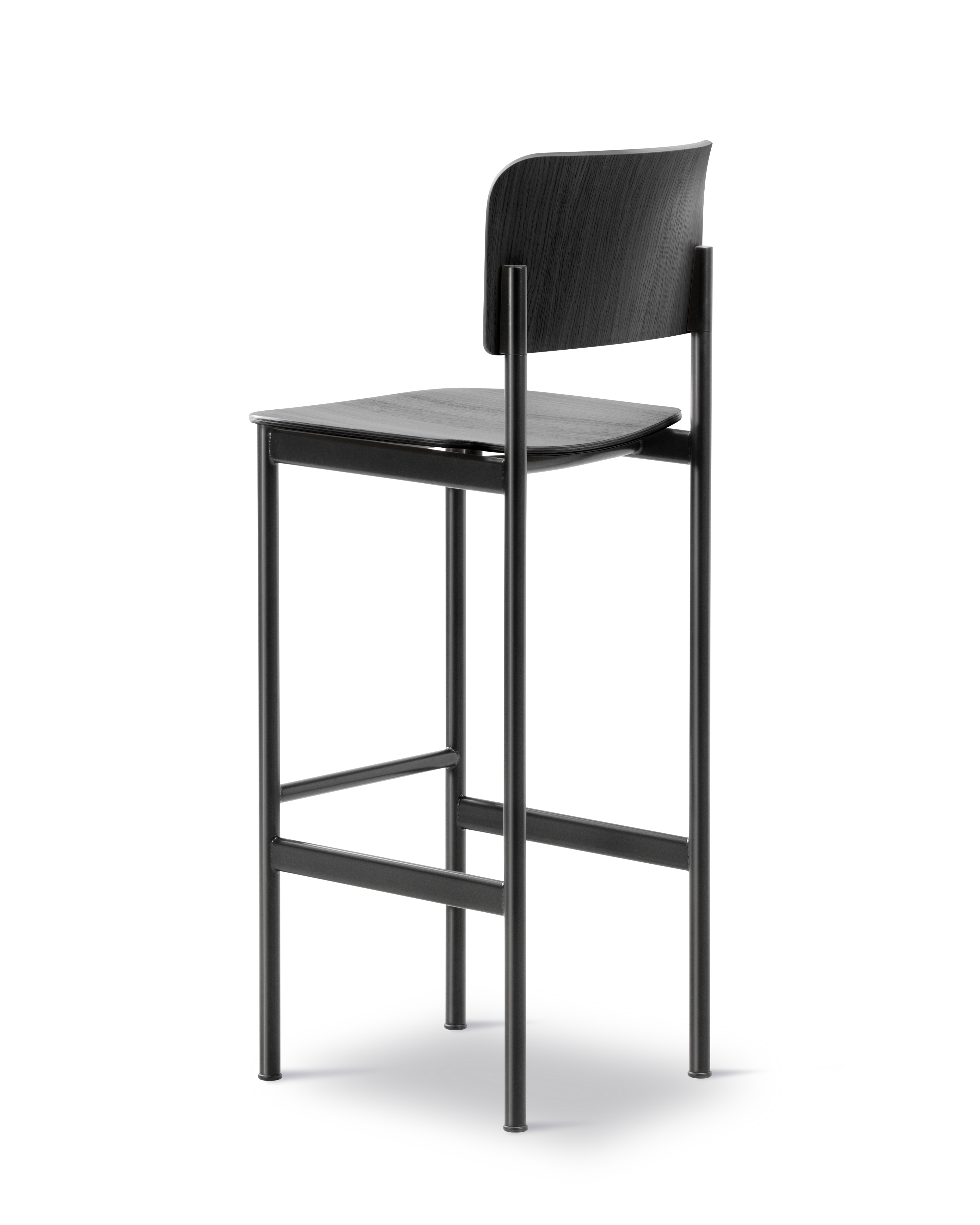 Plan Barstool - Black lacquered oak / Black steel frame