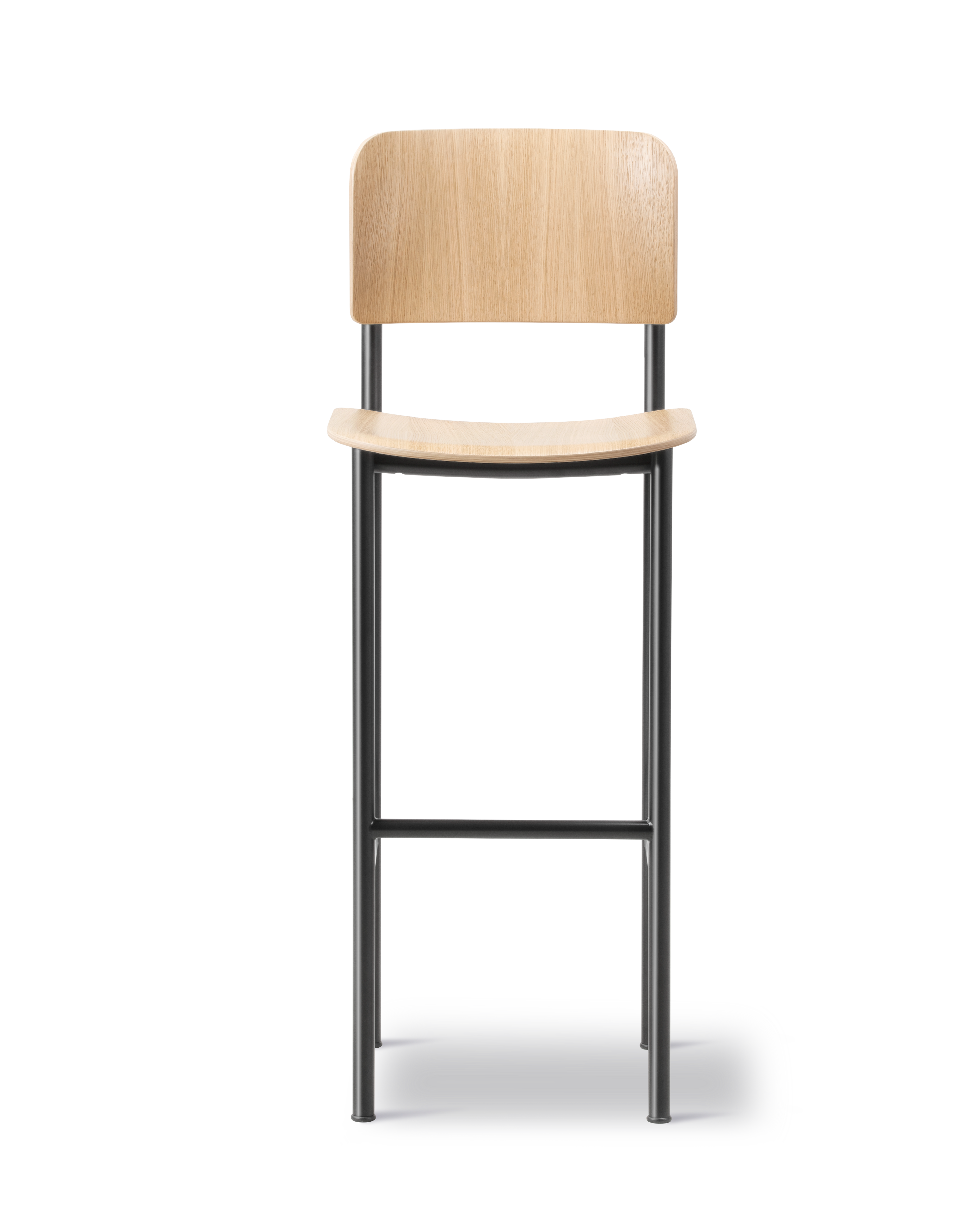 Plan Barstool - Oak lacquered / Black steel frame