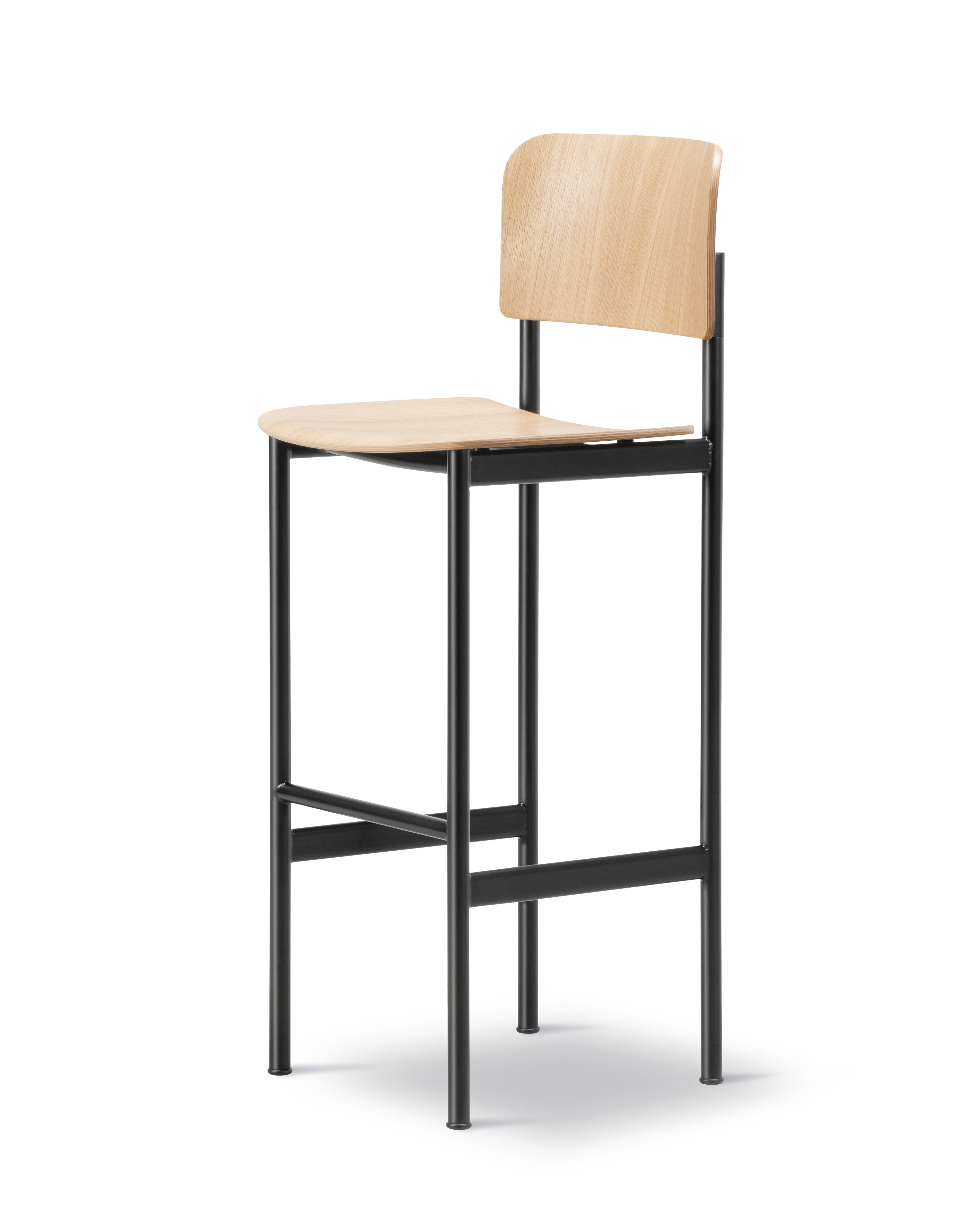 Plan Barstool - Oak lacquered / Black steel frame