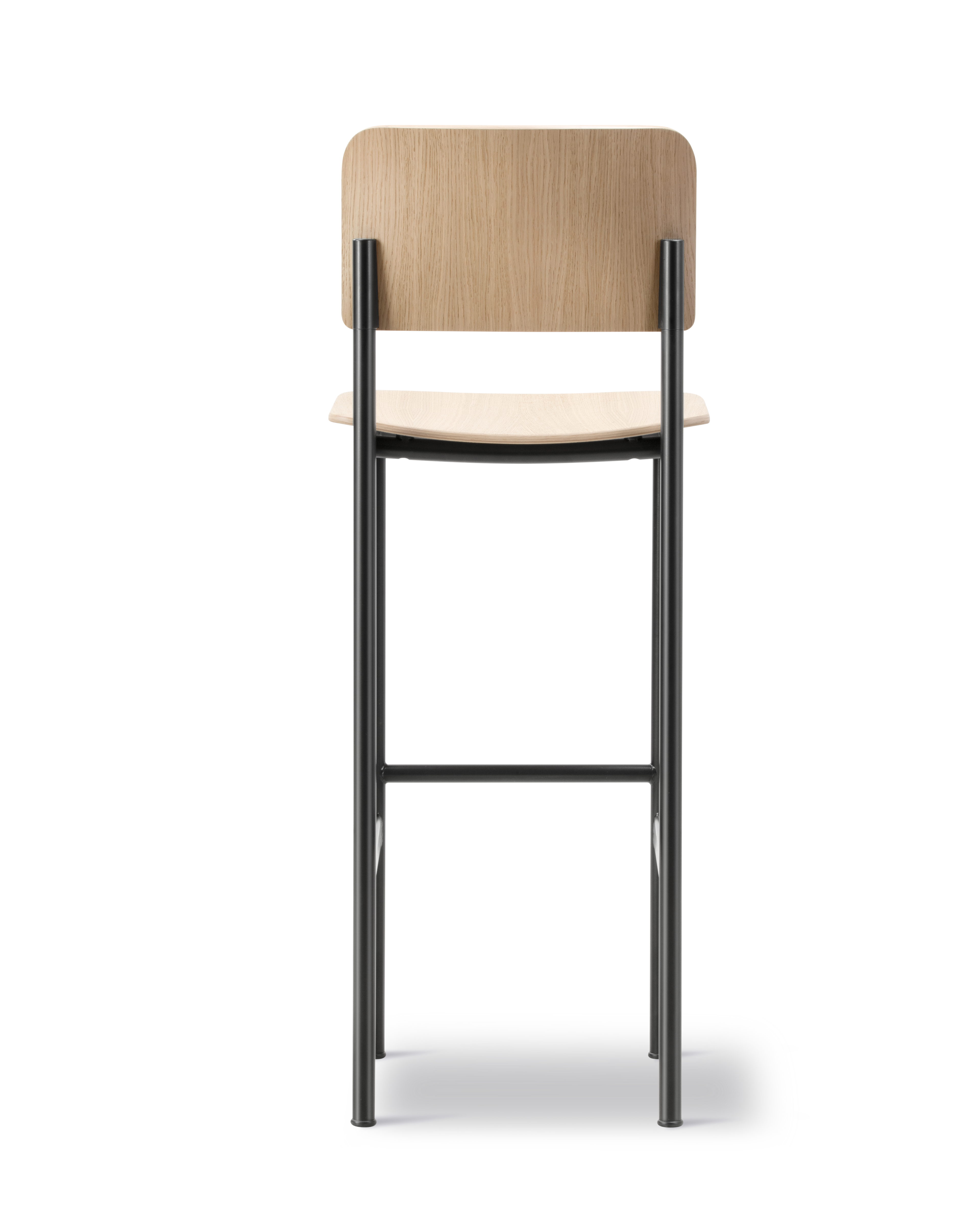 Plan Barstool - Oak lacquered / Black steel frame