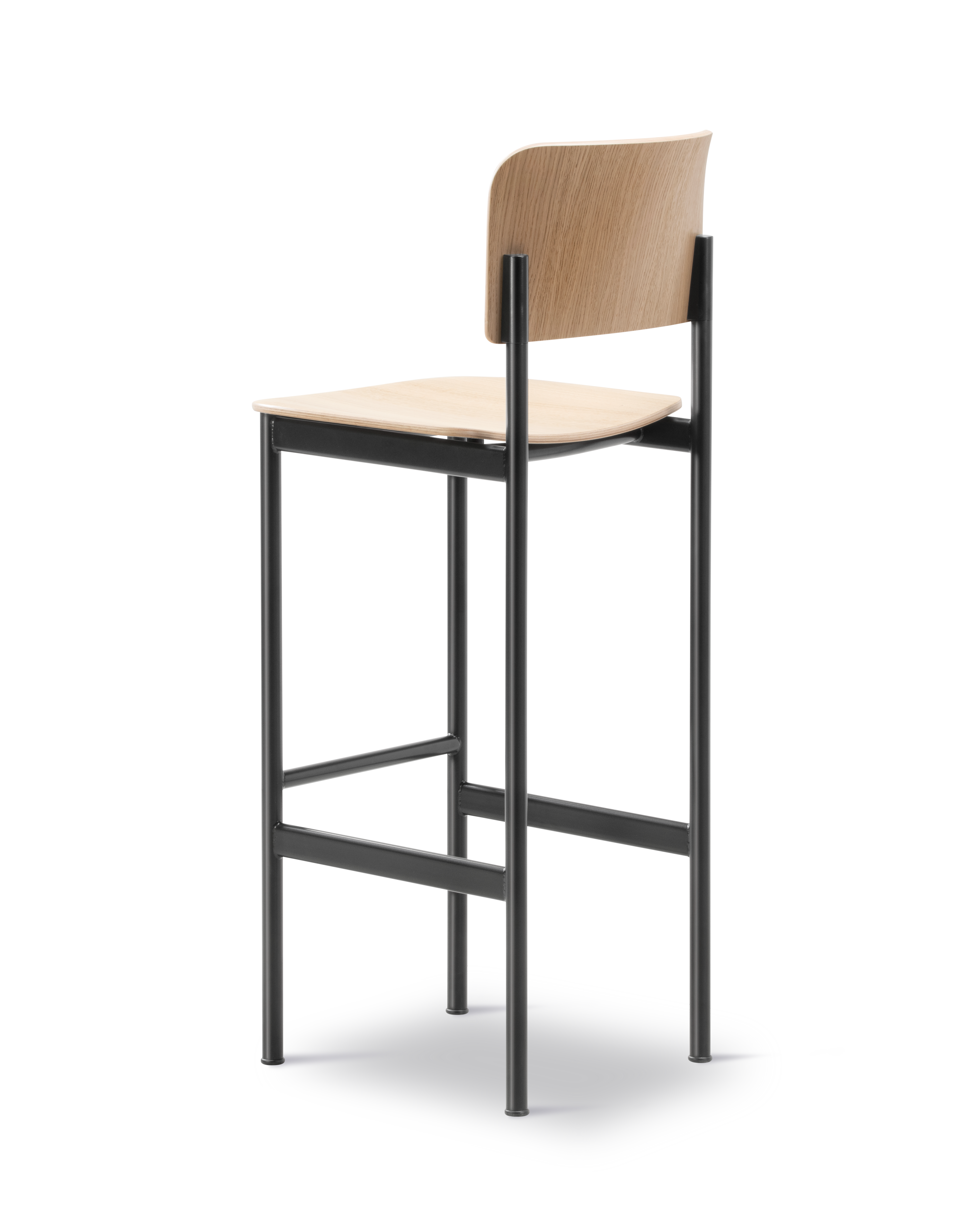 Plan Barstool - Oak lacquered / Black steel frame