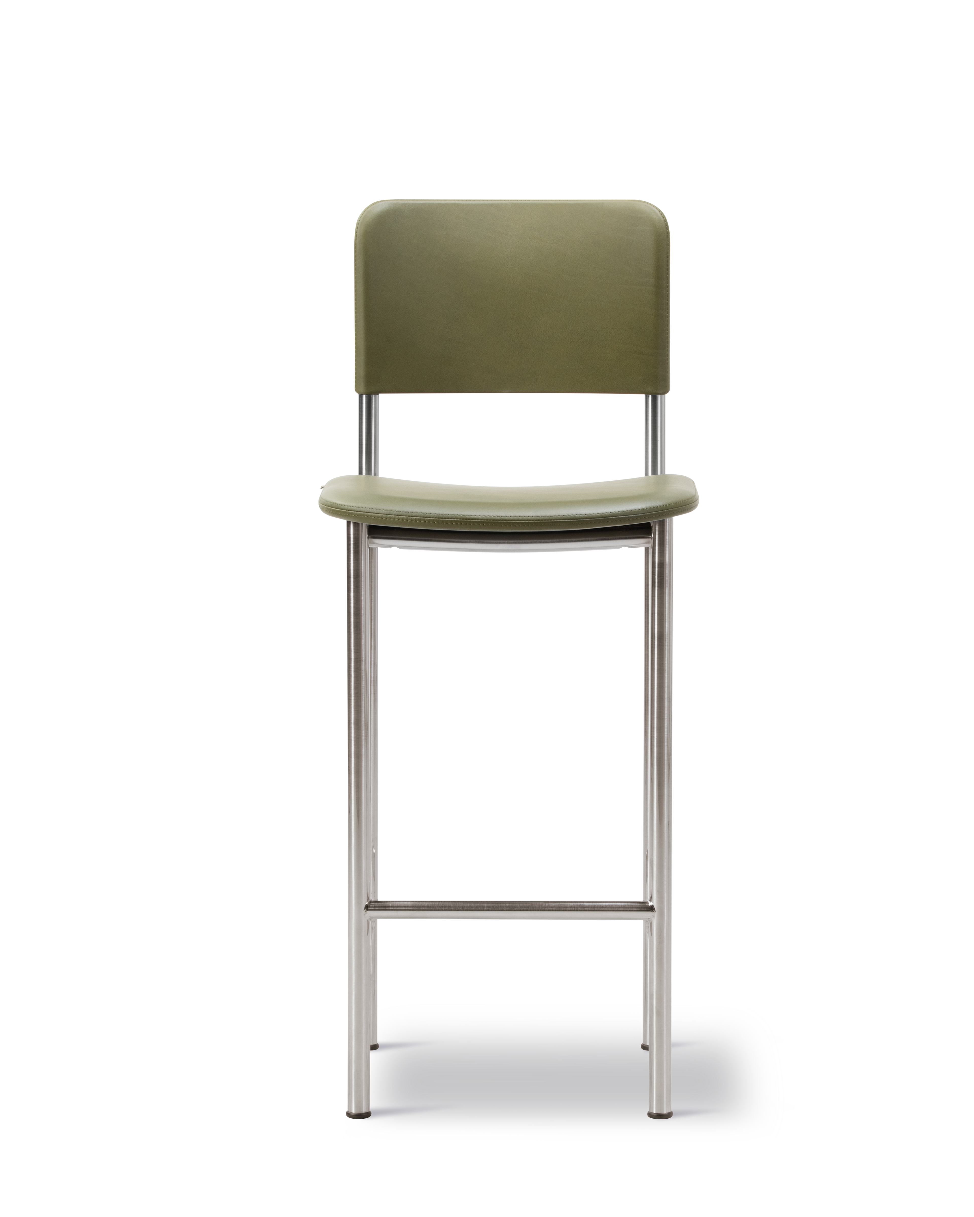 Plan Barstool - Brushed Chrome / Trace 8146 Olive