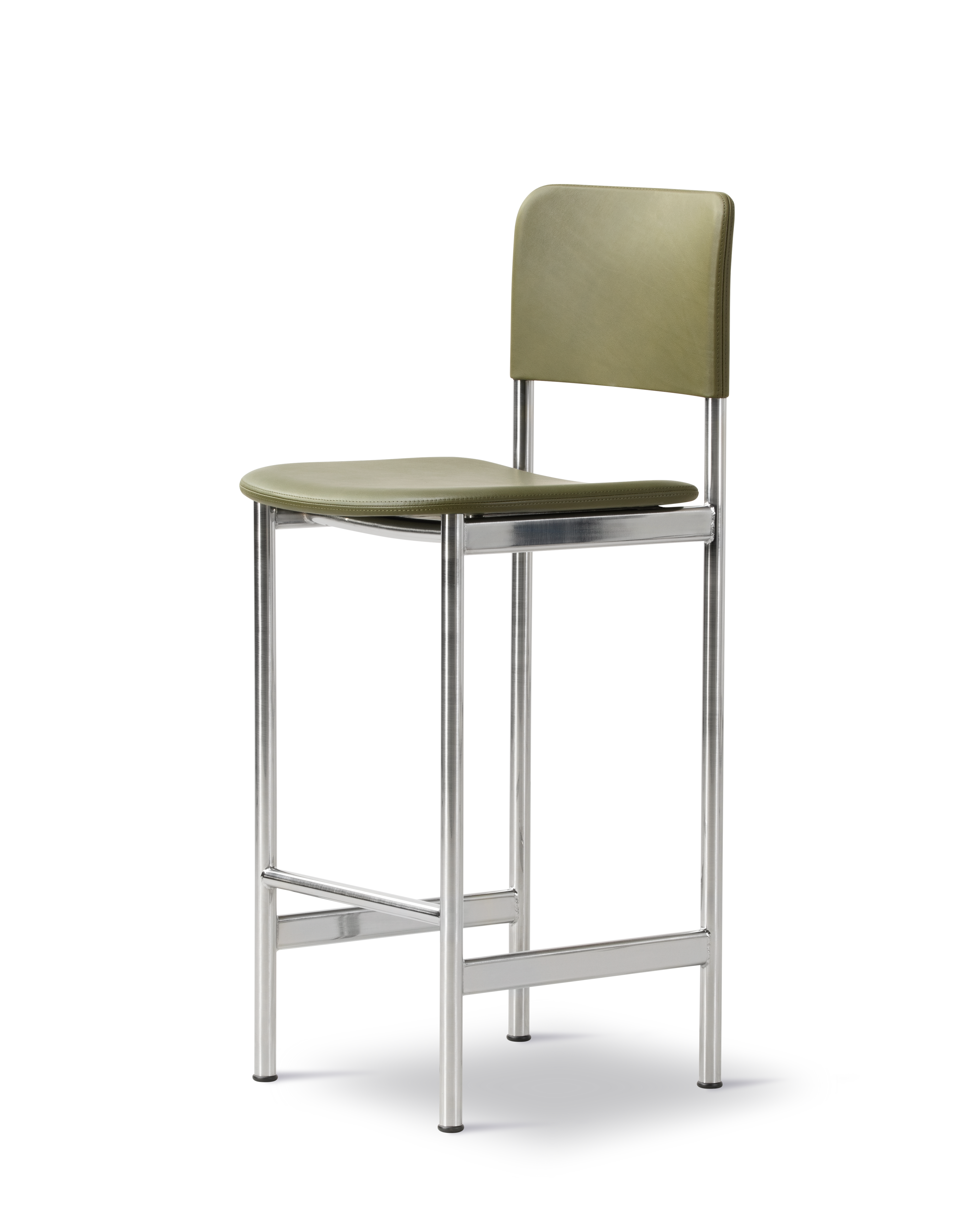 Plan Barstool - Børstet krom / Trace 8146 Olive