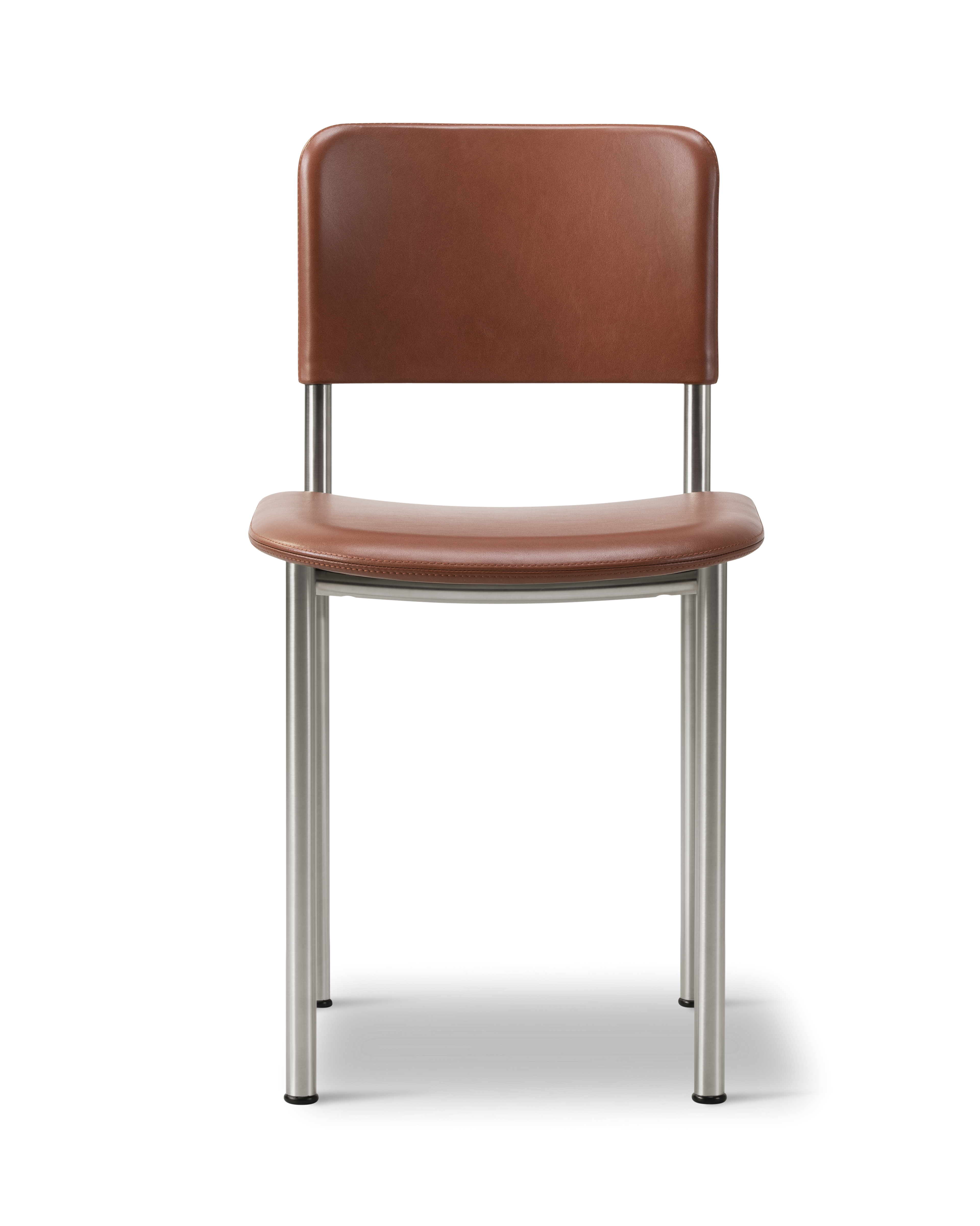 Plan Chair - Leather 92 Max Nutshell / Brushed chrome steel frame