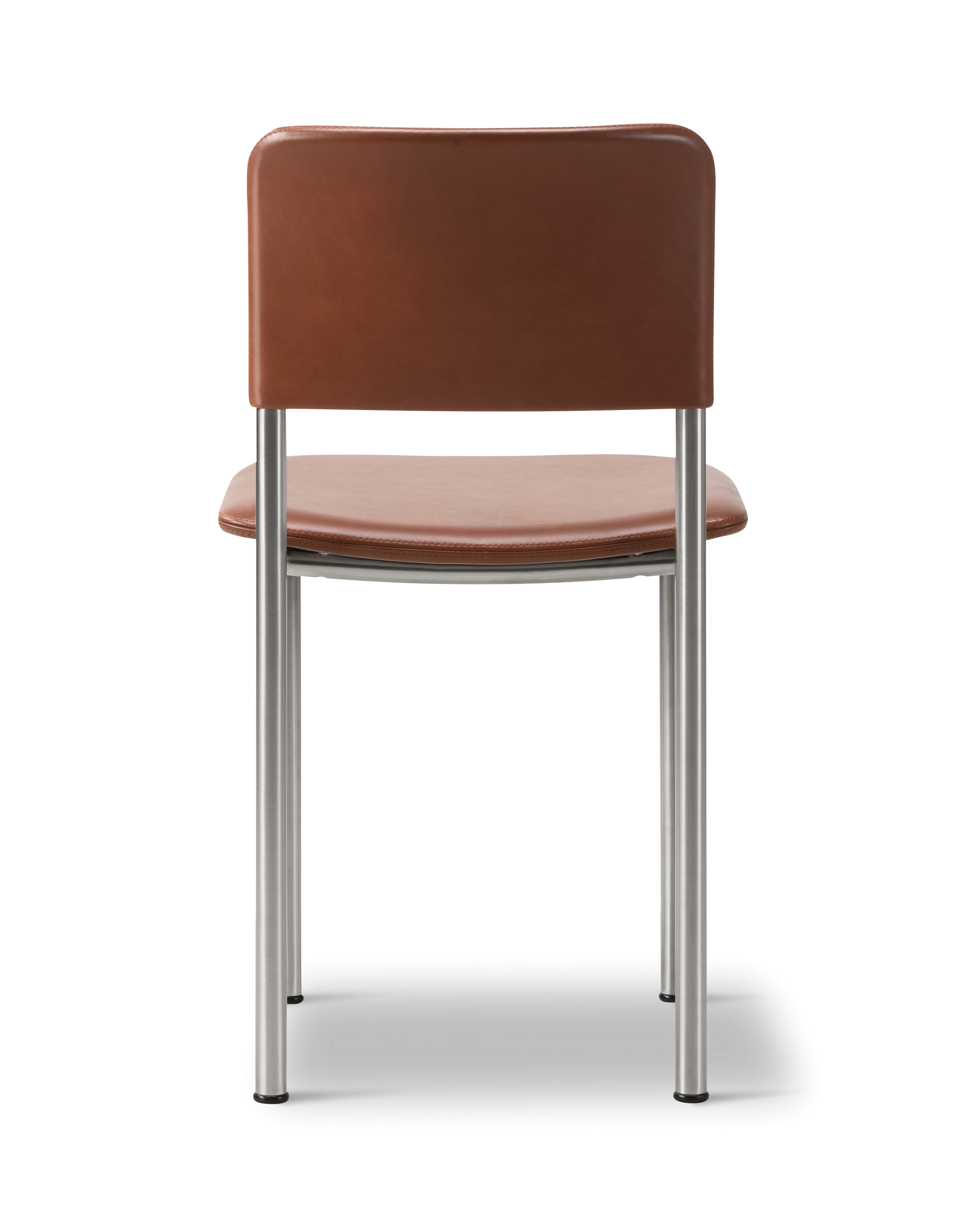 Plan Chair - Leather 92 Max Nutshell / Brushed chrome steel frame