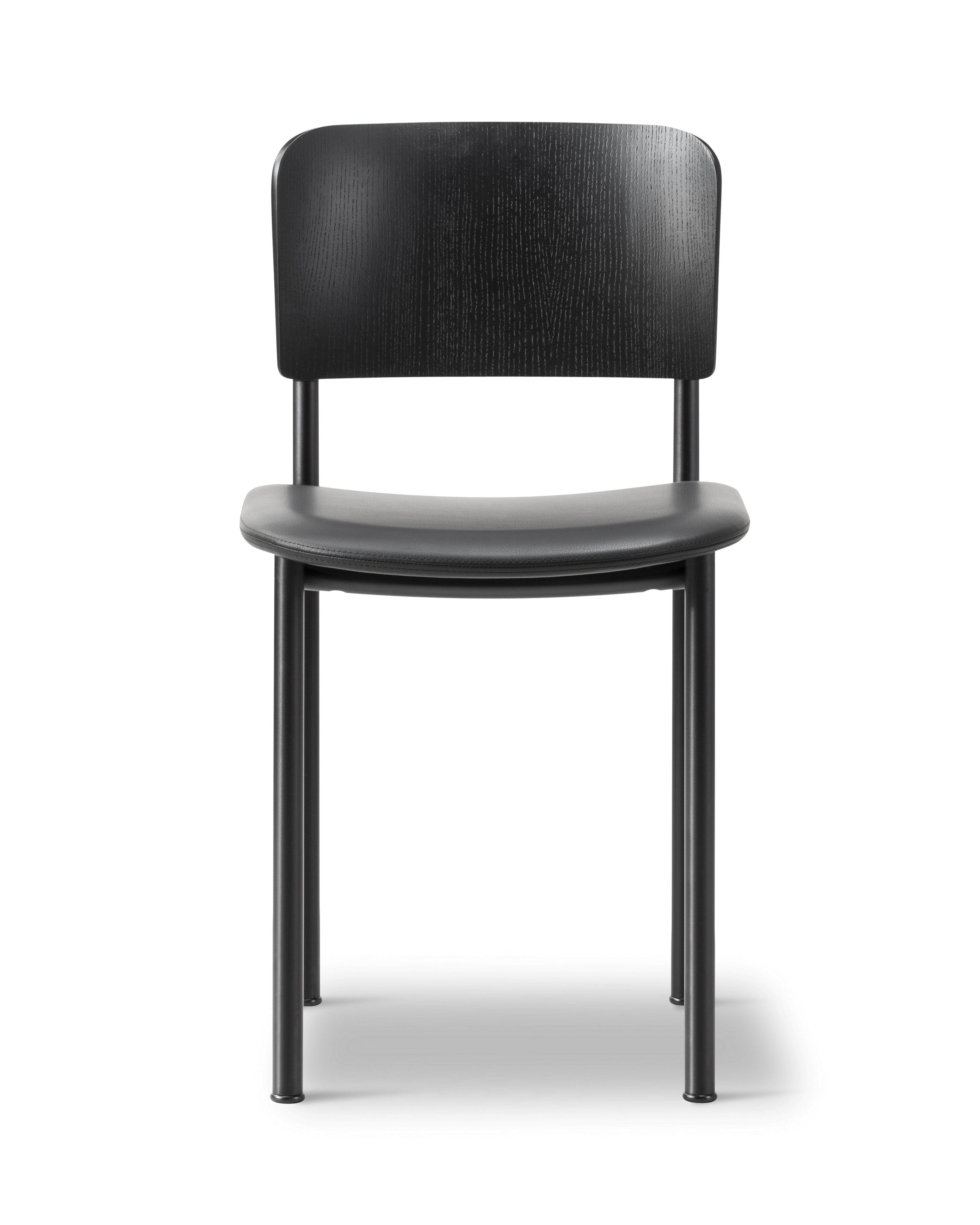 Plan Chair - Black Lacquered Oak / Leather 301 Max / Black steel frame