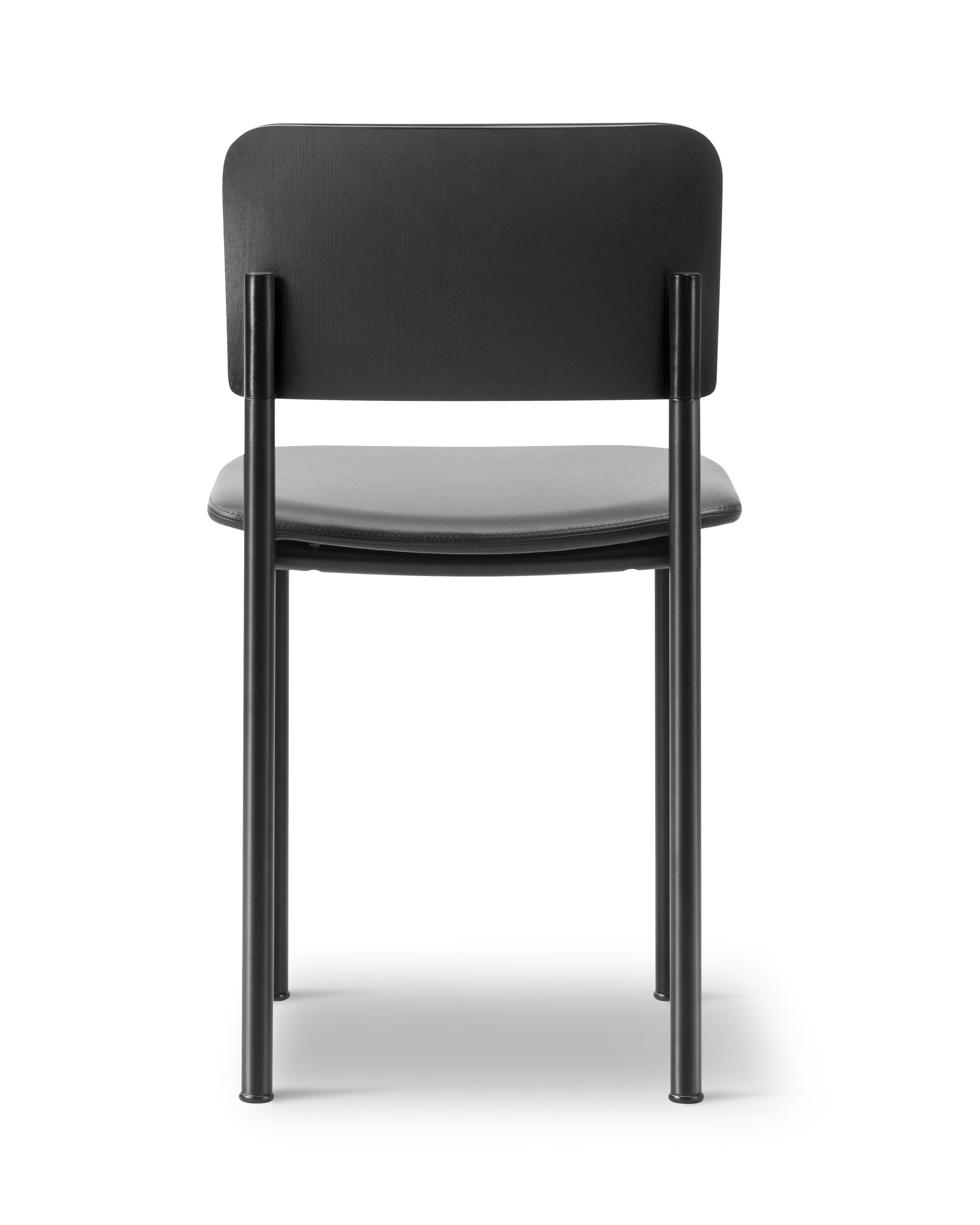 Plan Chair - Lacquered wood / Leather 301 Max / Black steel frame