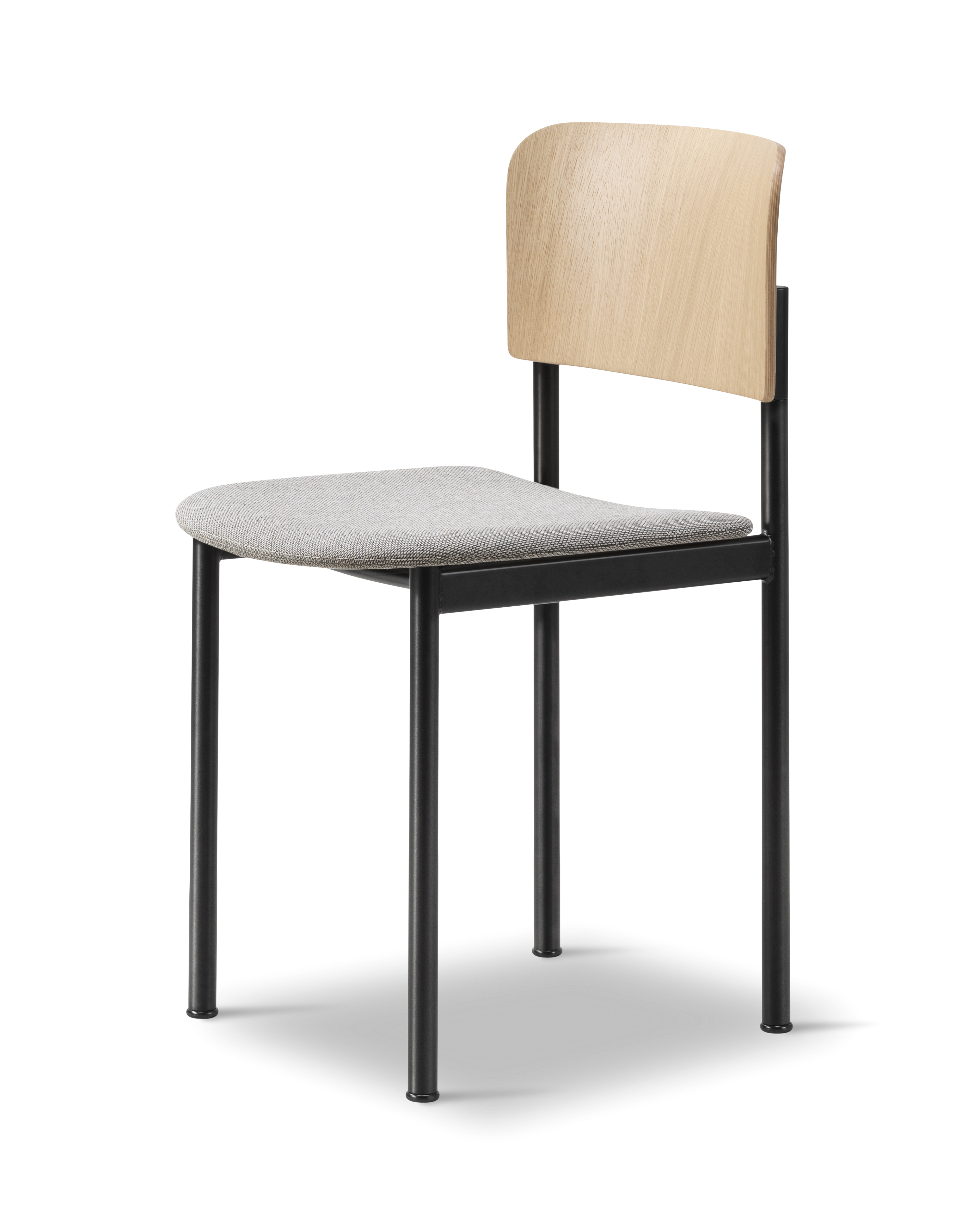 Plan Chair - Lacquered wood / Re-wool 128 / Black steel frame