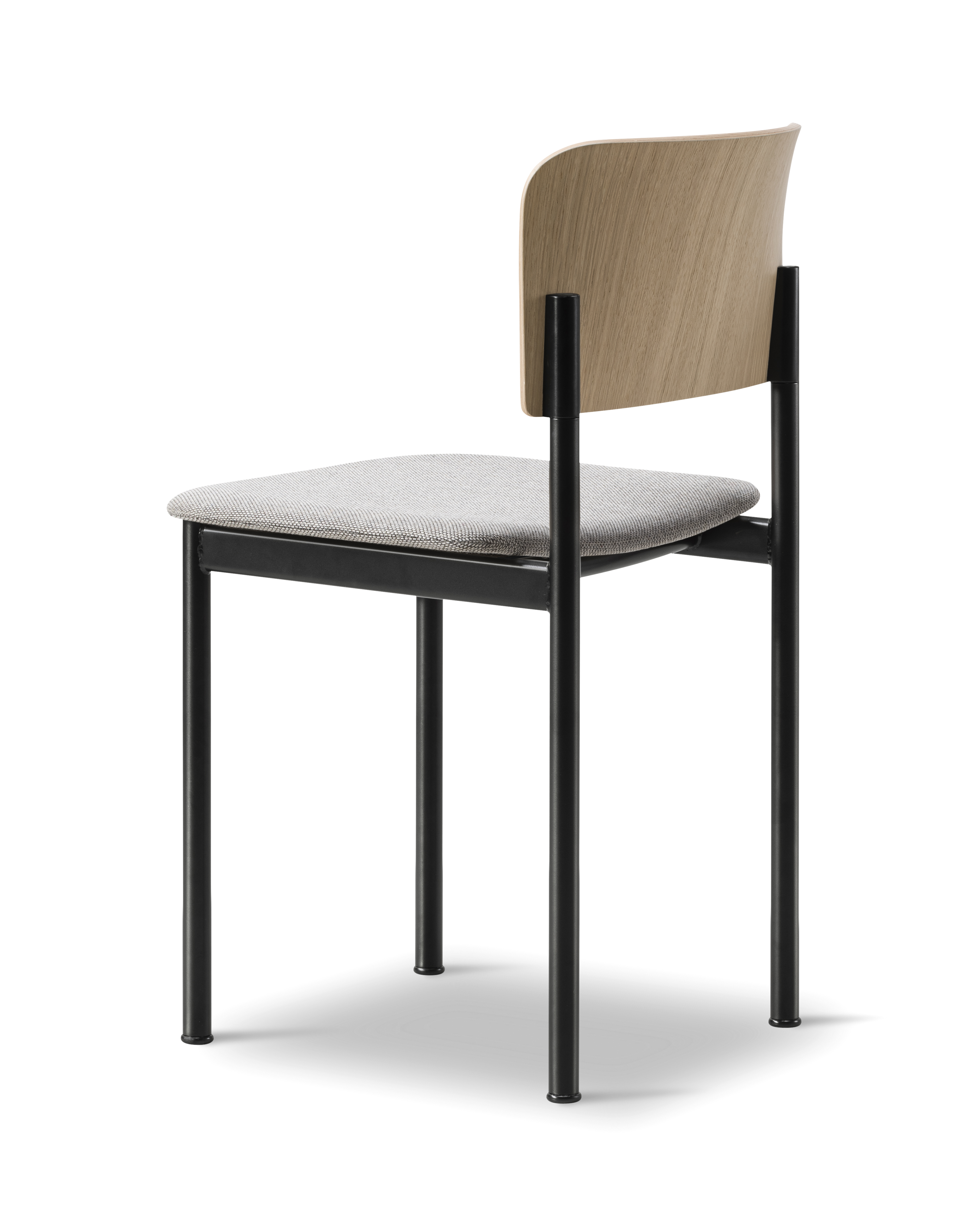 Plan Chair - Lacquered wood / Re-wool 128 / Black steel frame