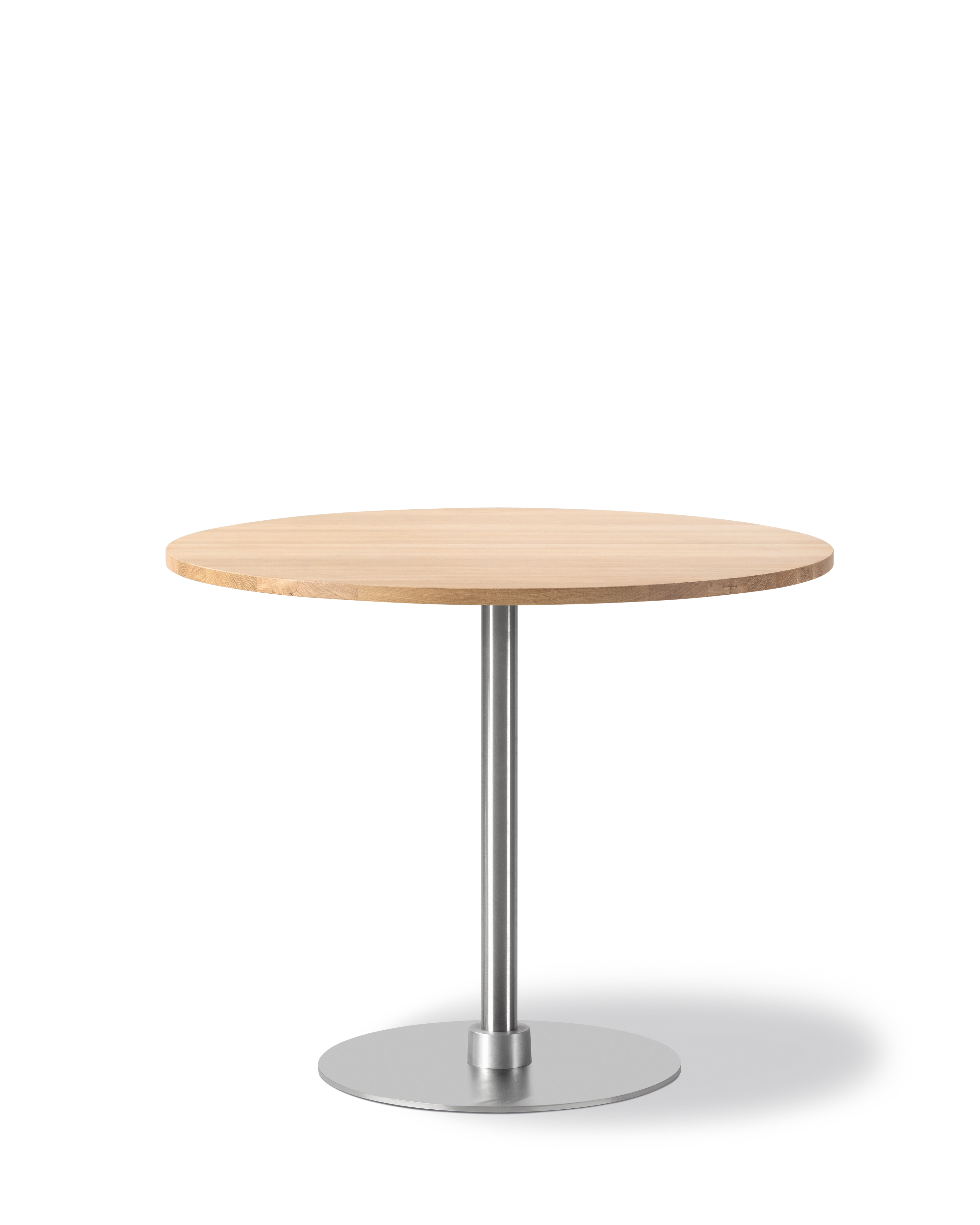 Plan Column Table - Oak Light Oil / Brushed steel (Height 65 cm)